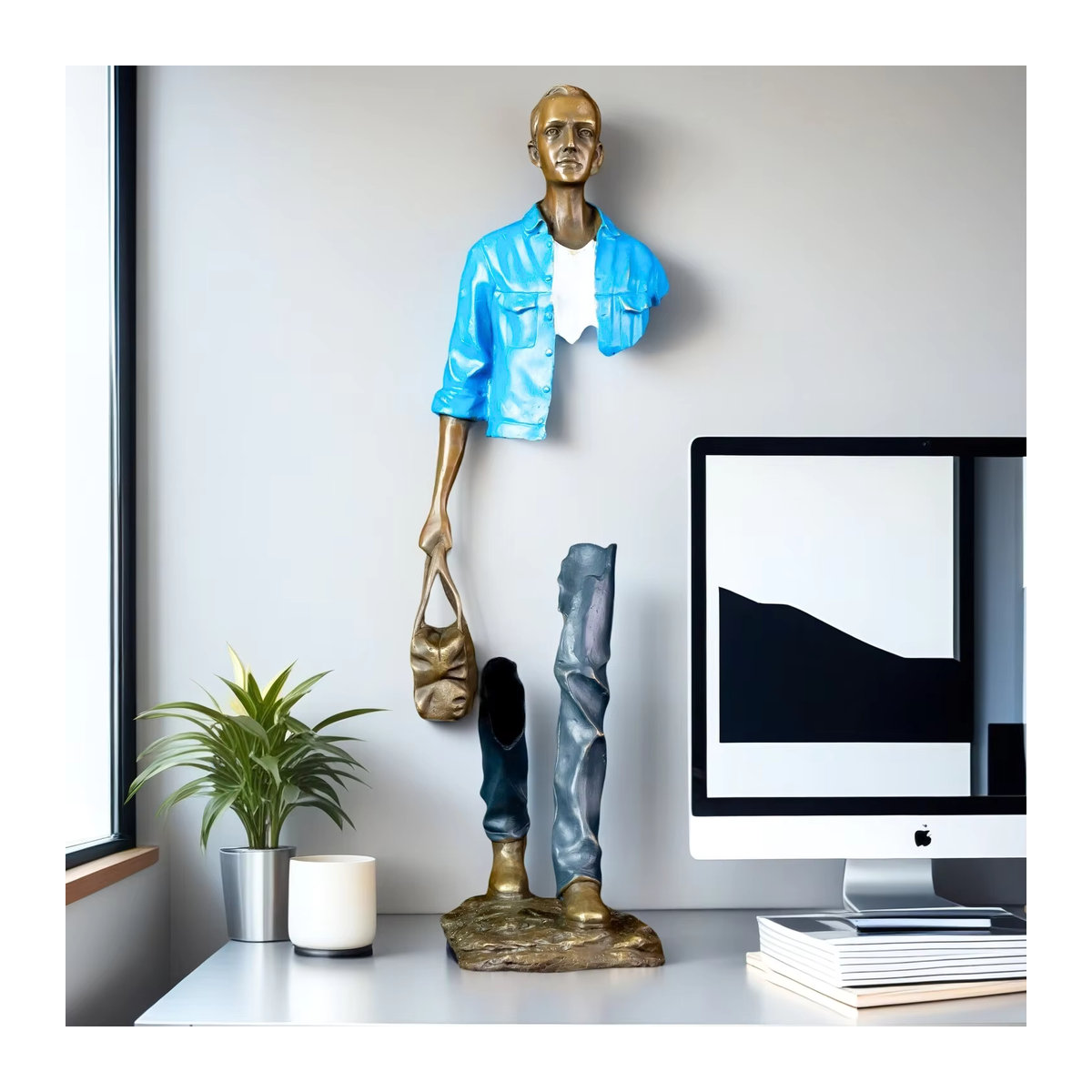 Abstrakte Reisiger-Statue von YOUFINE aus Bronze, moderne Kunstskulptur in Bronze, Höhe: 56 cm - Bild 2