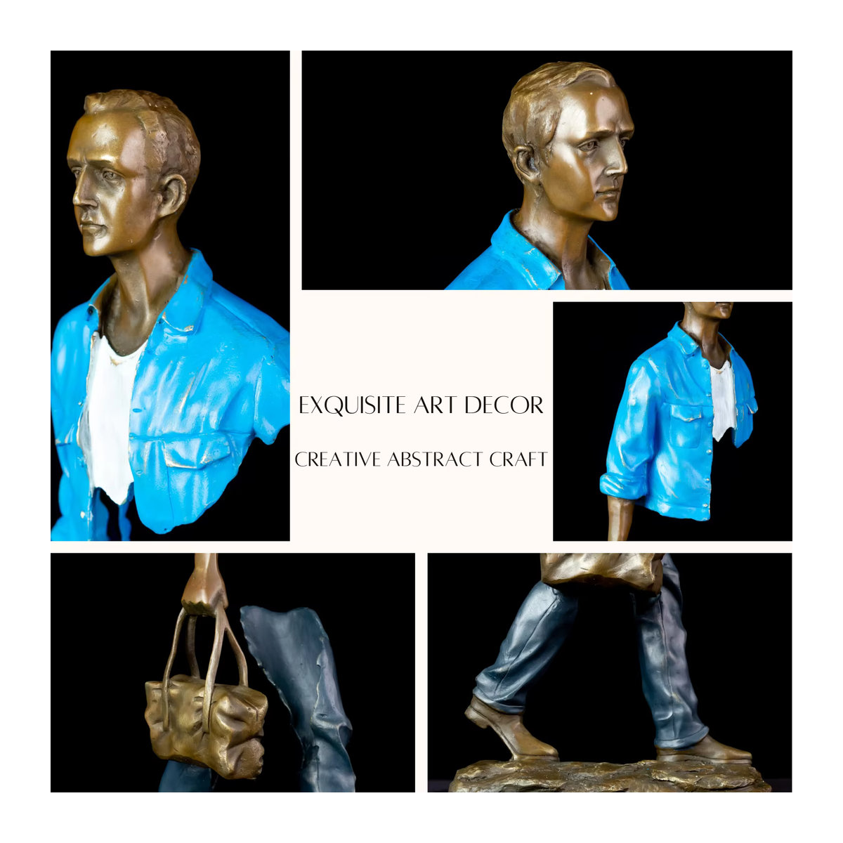 Abstrakte Reisiger-Statue von YOUFINE aus Bronze, moderne Kunstskulptur in Bronze, Höhe: 56 cm - Bild 5