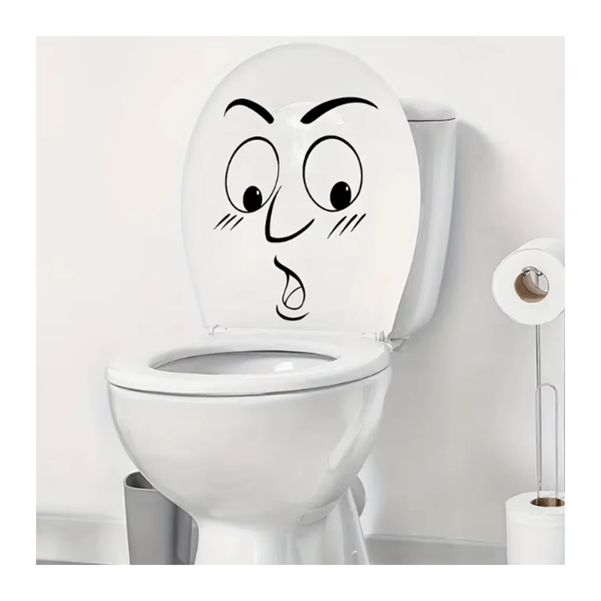 Abstrakter Toiletten Aufkleber mit minimalistischer Linienmalerei für deine Badezimmerdekoration - Bild 1
