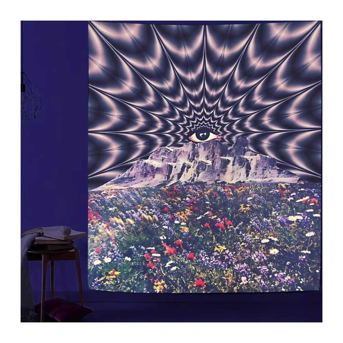 Abstrakter Wandbehang mit 3D-Augen- und Blumenmotiv aus Polyester für dein Wohnzimmer oder Schlafzimmer - Bild 3