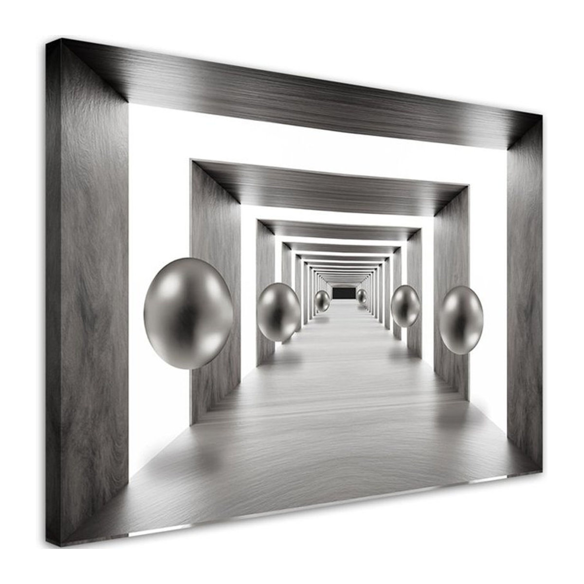 Abstraktes Leinwandbild Feeby Tunnel silberne Kugeln 3D in Grau und Silber, B: 60 cm, H: 40 cm - Bild 1