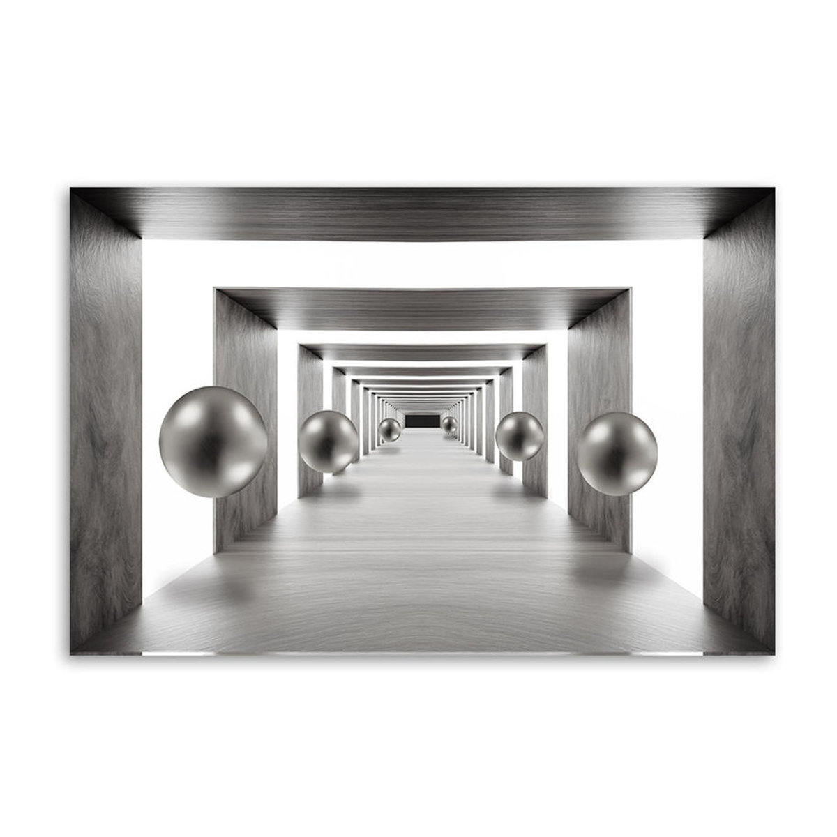 Abstraktes Leinwandbild Feeby Tunnel silberne Kugeln 3D in Grau und Silber, B: 60 cm, H: 40 cm - Bild 2