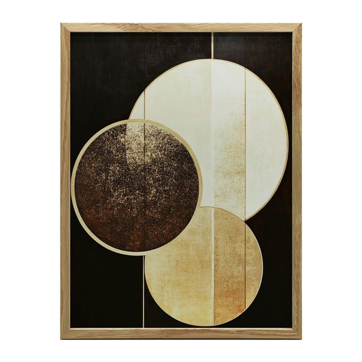 Abstraktes Poster mit drei Kreisen von iKable in modernem geometrischem Design, B: 50 cm, H: 70 cm, mit schwarzem Aluminiumrahmen und mattem Papier - Bild 1