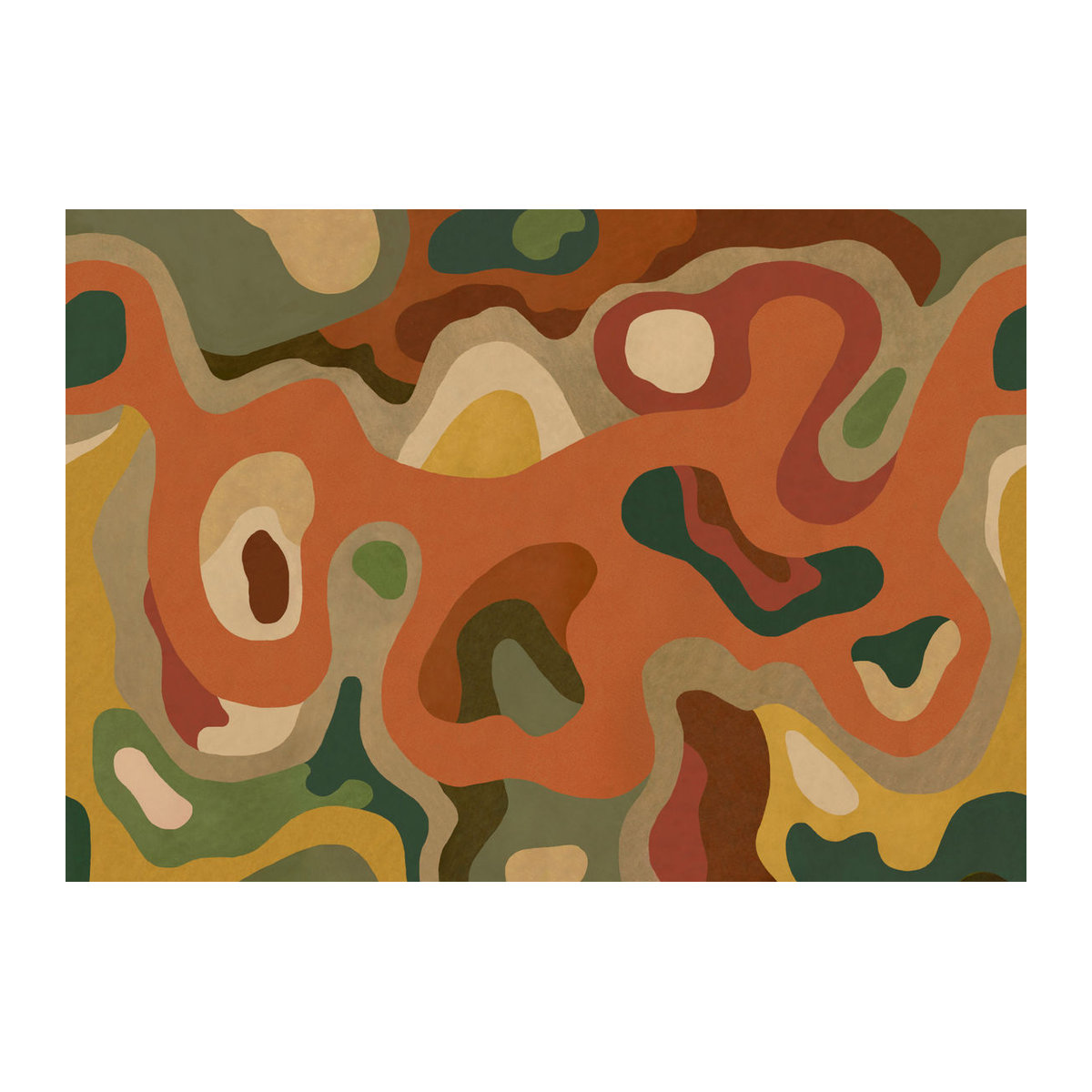 Abstraktes Wandbild Burle von Tres Tintas in Terracotta und Orange auf Papier im Querformat - Bild 1