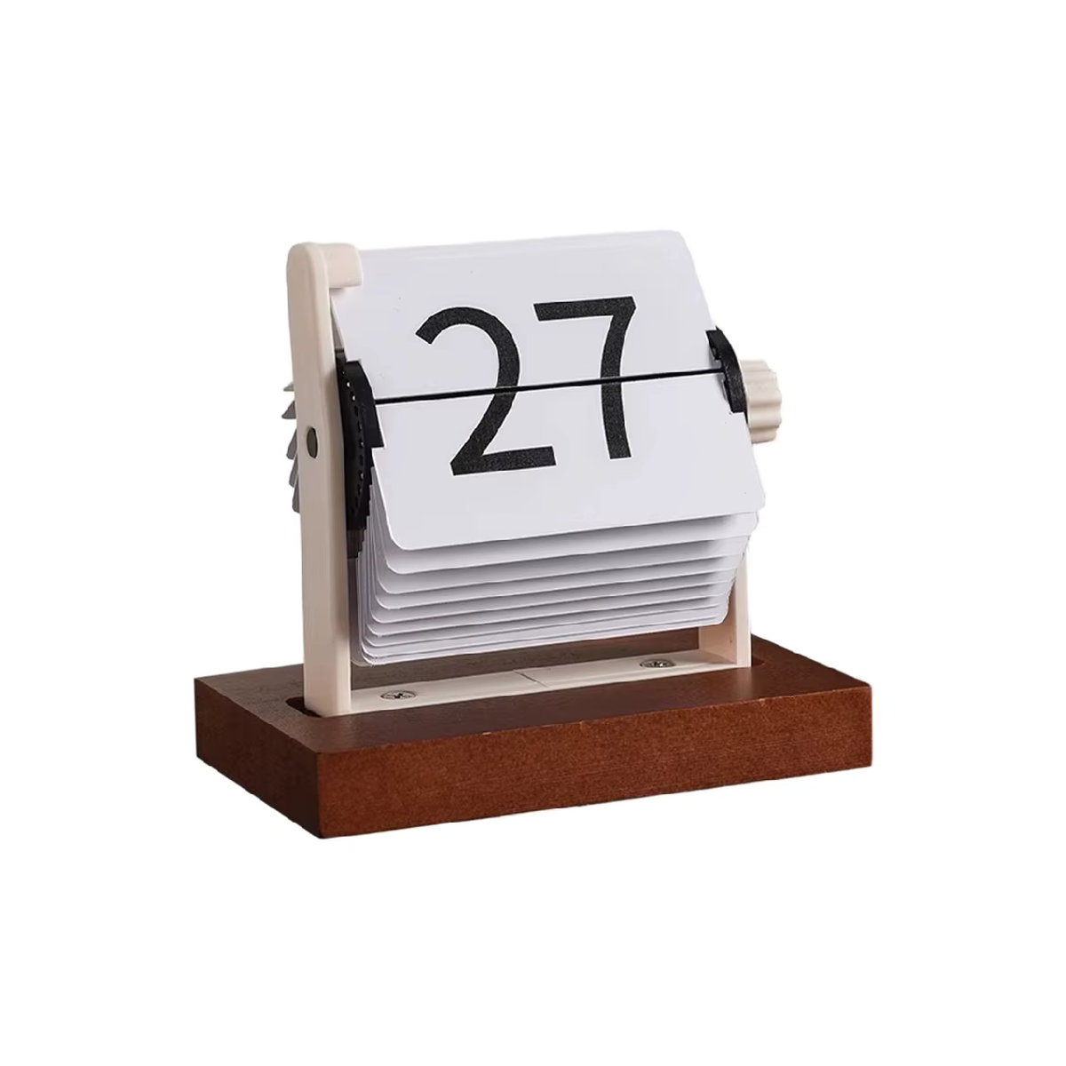 ABUN Vintage Flip Desktop-Kalender aus Holz in Weiß – Ewiger Kalender mit drehbarem Mechanismus im minimalistischen Design - Bild 7