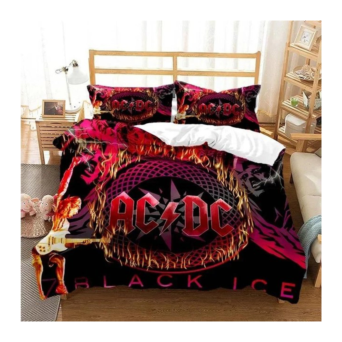 AC/DC Rockband Bettwäsche-Set mit 3D-Druck, Multicolor, Single Bettwäsche bestehend aus Bettbezug und Kissenbezug, B/H: 140 x 210 cm - Bild 1