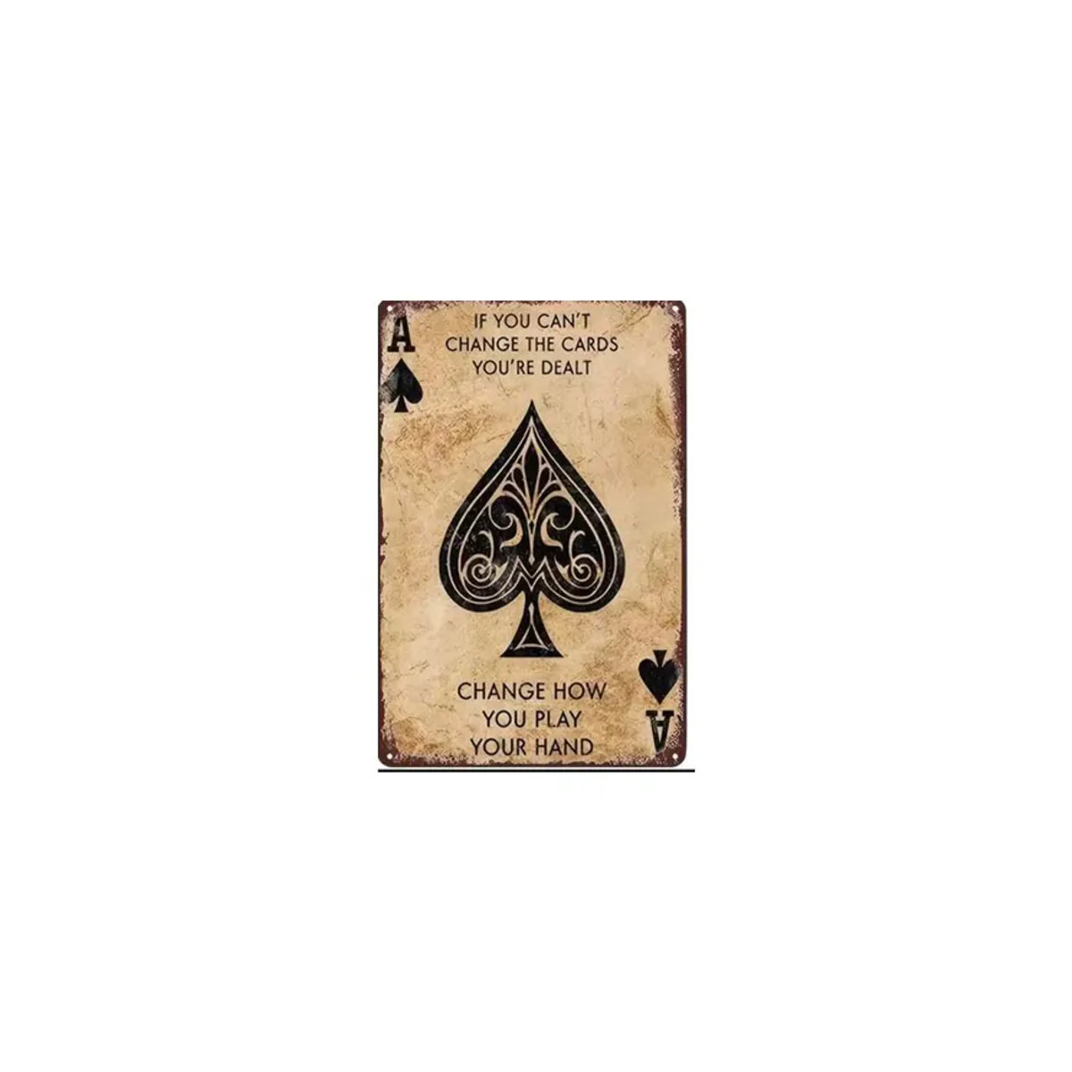 ACE OF SPADE Metall-Blechschild in Beige im Vintage-Stil mit Typografie-Design - Bild 2