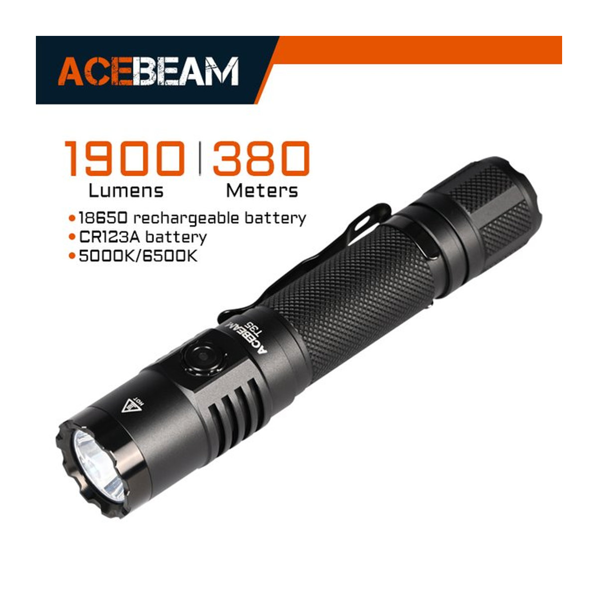 ACEBEAM T35 Kompakte taktische EDC-Taschenlampe mit 1900 Lumen und 380 Meter Reichweite - Bild 1
