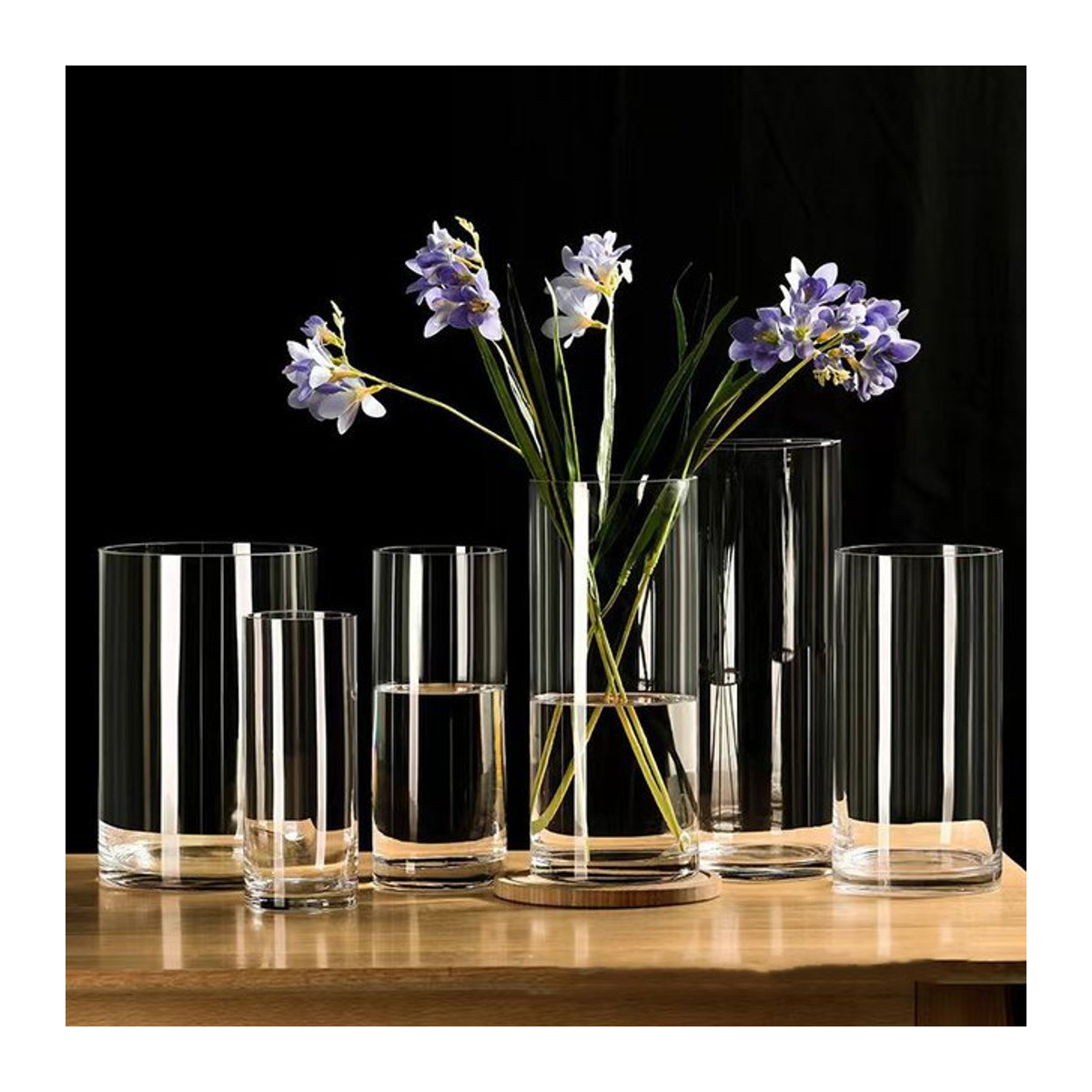 ACRDKK Glasvase für Hydrokultur und Schnittblumen, zylindrisch und transparent, Dekoration für Desktop und Schlafzimmer, B/T/H: 5,5 x 5,5 x 10 cm - Bild 1
