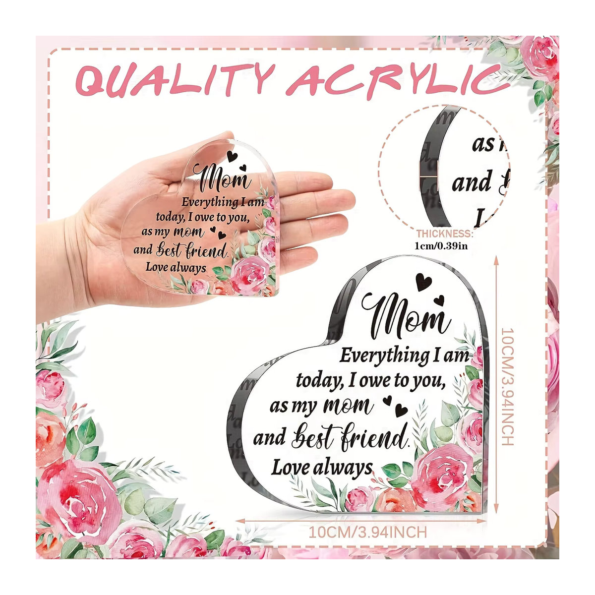 Acryl Herz Plakette als Dankeschön Geschenk für Mutter oder Schwiegermutter in Transparent - Bild 3