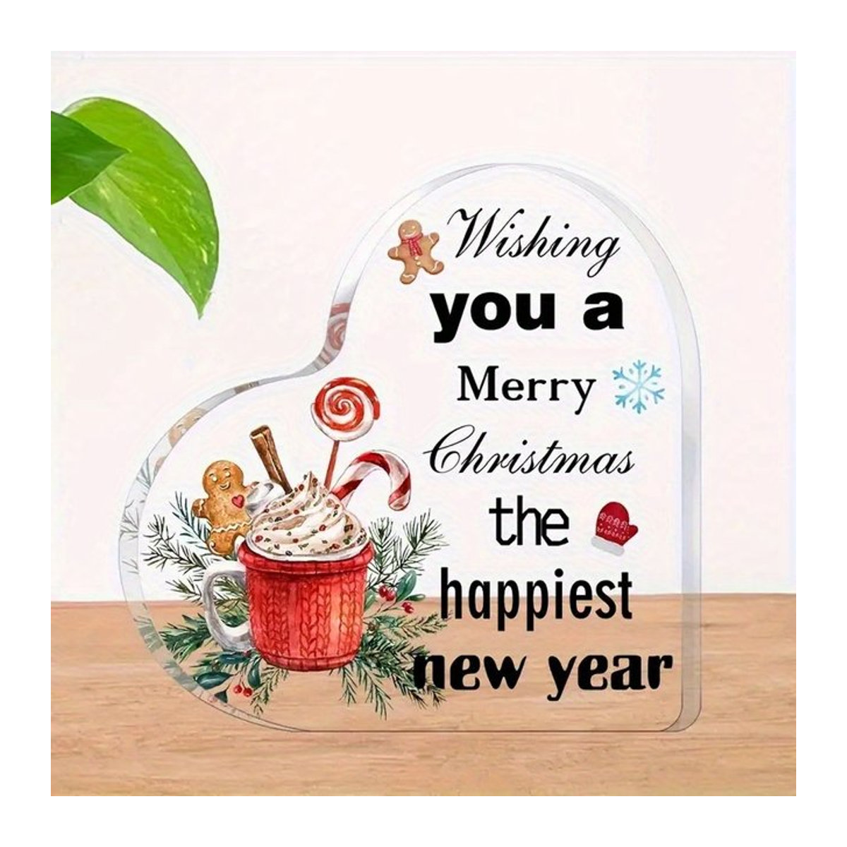 Acryl Tischplatte mit Weihnachtsdesign Lebkuchenmänner und heißem Kakao in Transparent - Bild 1