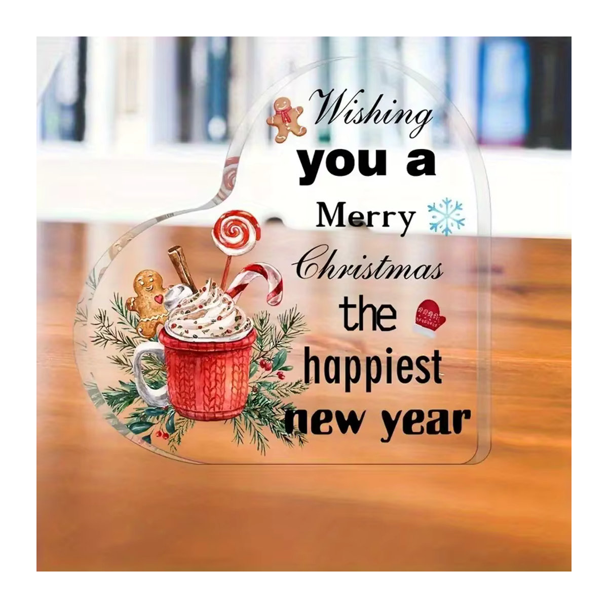 Acryl Tischplatte mit Weihnachtsdesign Lebkuchenmänner und heißem Kakao in Transparent - Bild 2