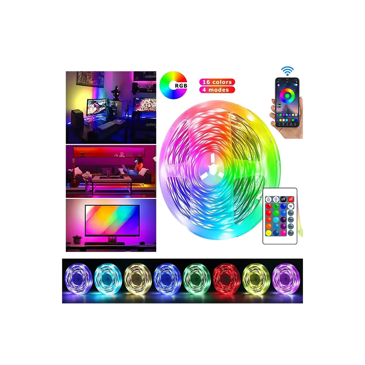 Adiodo RGB LED-Streifen mit APP-Steuerung und Farbwechsel für deine Raumdekoration oder TV-Hintergrundbeleuchtung - Bild 6