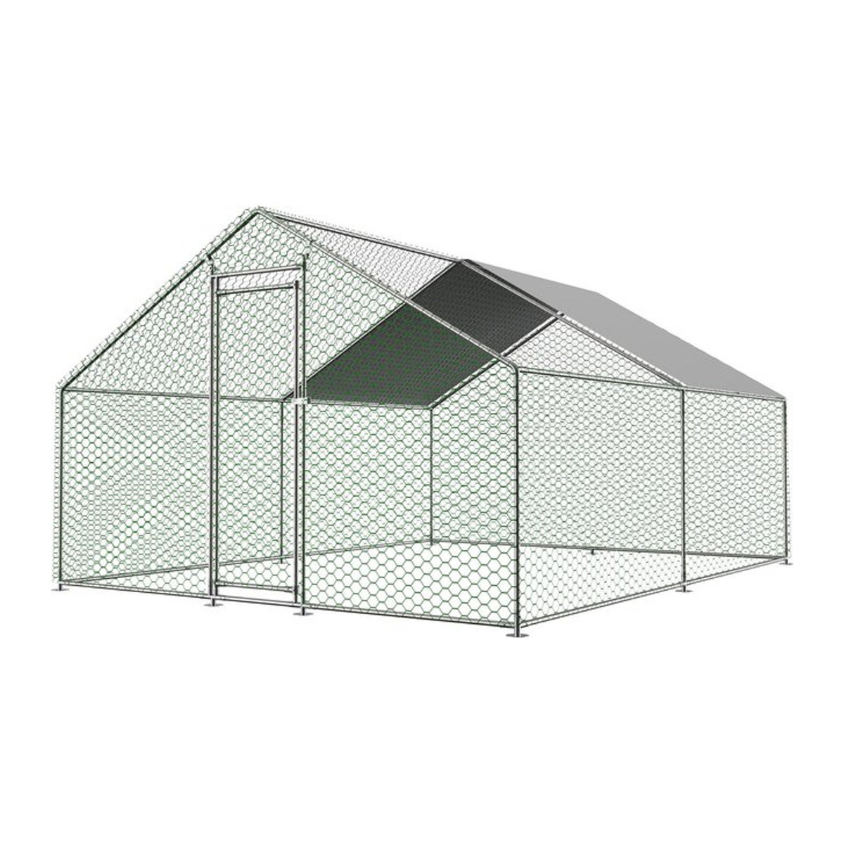 Adventure Hub Freilaufgehege für Hühner aus verzinktem Stahl mit Sicherheitsschloss, Silber, B/T/H: 303 x 400 x 200 cm - Bild 1
