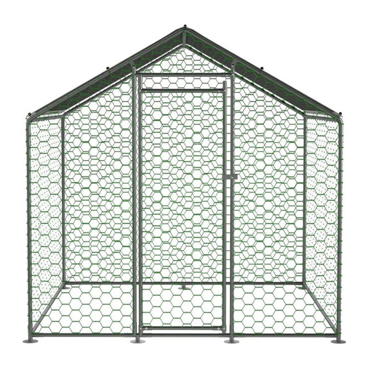 Adventure Hub Freilaufgehege Hühnerstall mit Sicherheitsschloss und wasserdichtem PE-Tuch in Silber, B/T/H: 203 x 197 x 200 cm - Bild 1