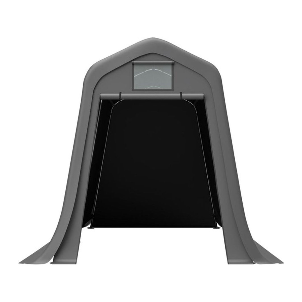 Adventure Hub Geräteschuppen mit Spitzdach und Rolltor aus Stahl und Kunststoff, Anthrazit, B: 366 cm, H: 225 cm, T: 213 cm - Bild 1