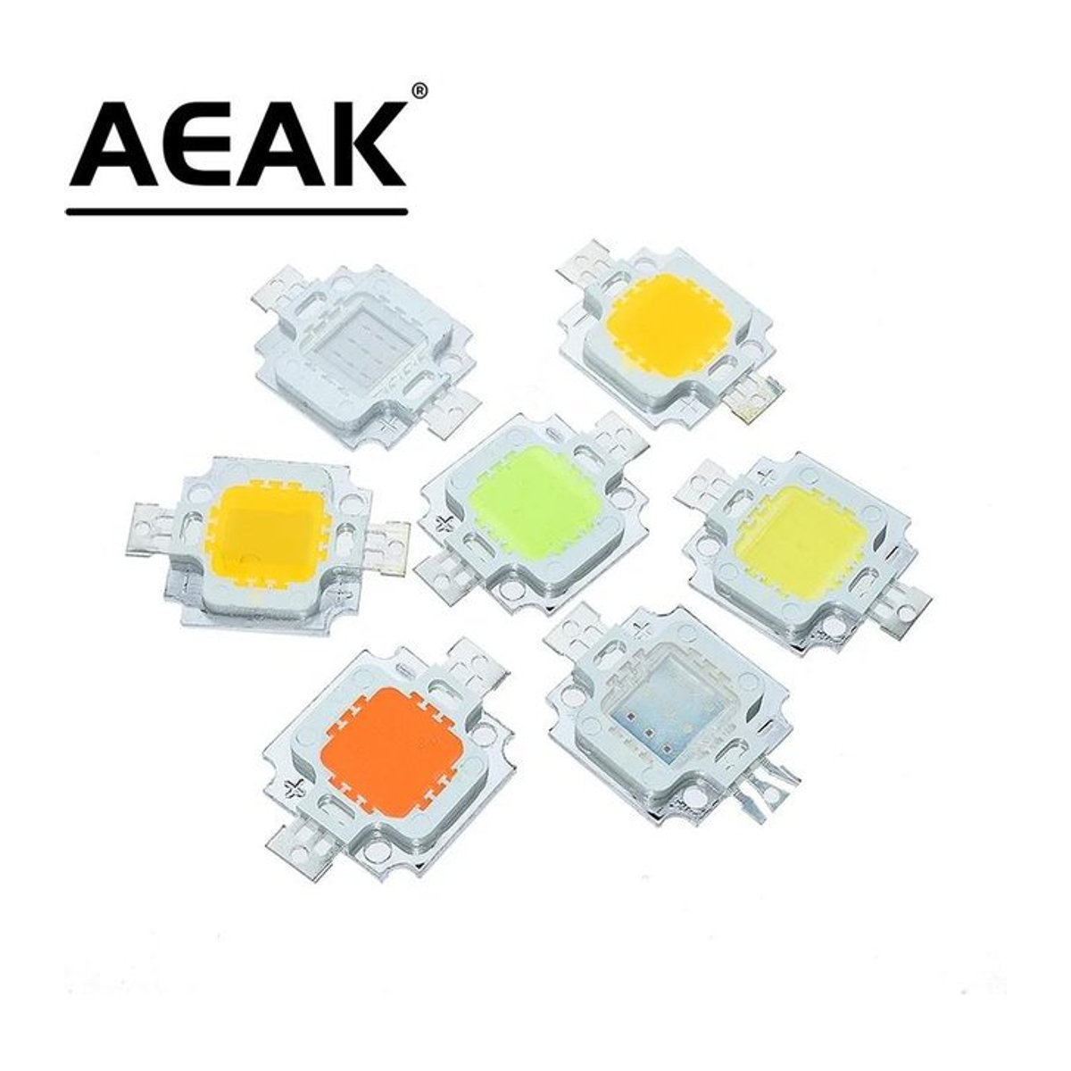 AEAK 10er Set Smart IC LED-Flutlicht mit COB-Chip, 10W 12V, Spotlight für deine DIY-Beleuchtung, Weiß, Farben: Warmweiß, Rot, Grün, Blau, Gelb - Bild 1
