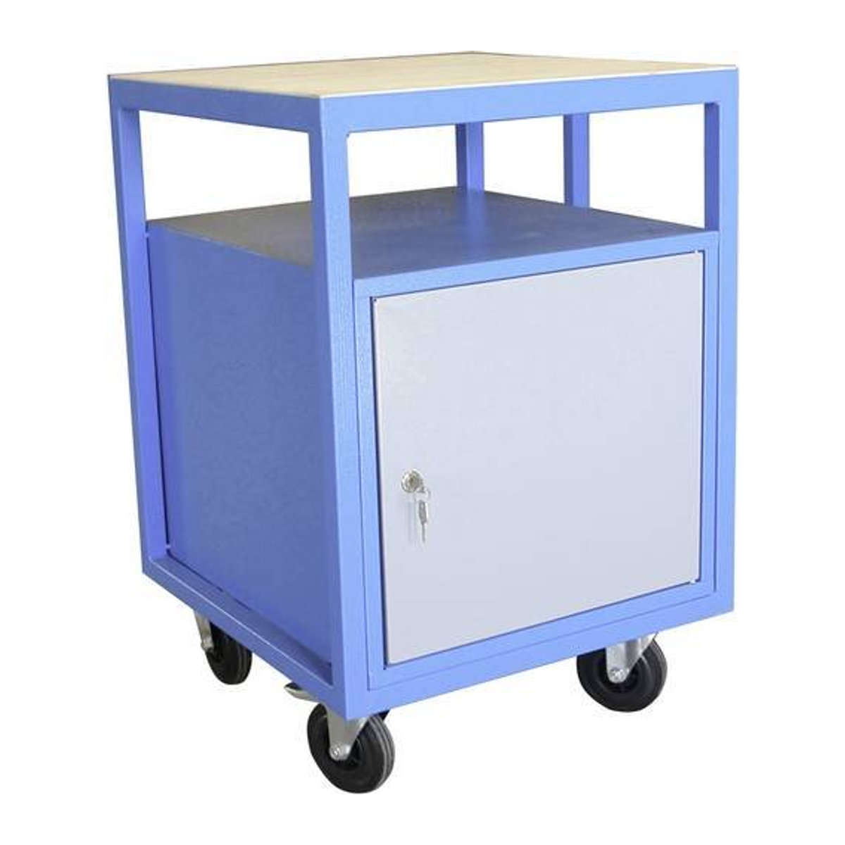 Aerotec Werkbank Grundmodul aus Metall in Blau (RAL 5015) und Grau (RAL 7001), B: 59,2 cm, H: 85 cm, T: 57,2 cm - Bild 1