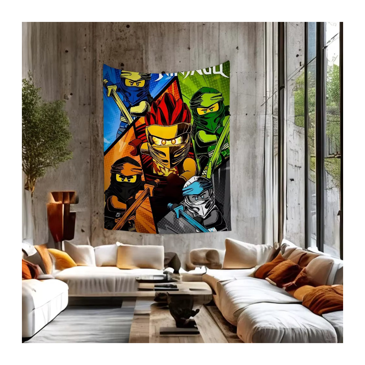 Aesthetic Anime Wandteppich mit floralem Design und Hippie-Blumen-Motiv, mehrfarbiger Textil-Wandbehang im Bohemian-Stil für dein Wohnheim oder Zuhause, B/H: 150 x 210 cm - Bild 3