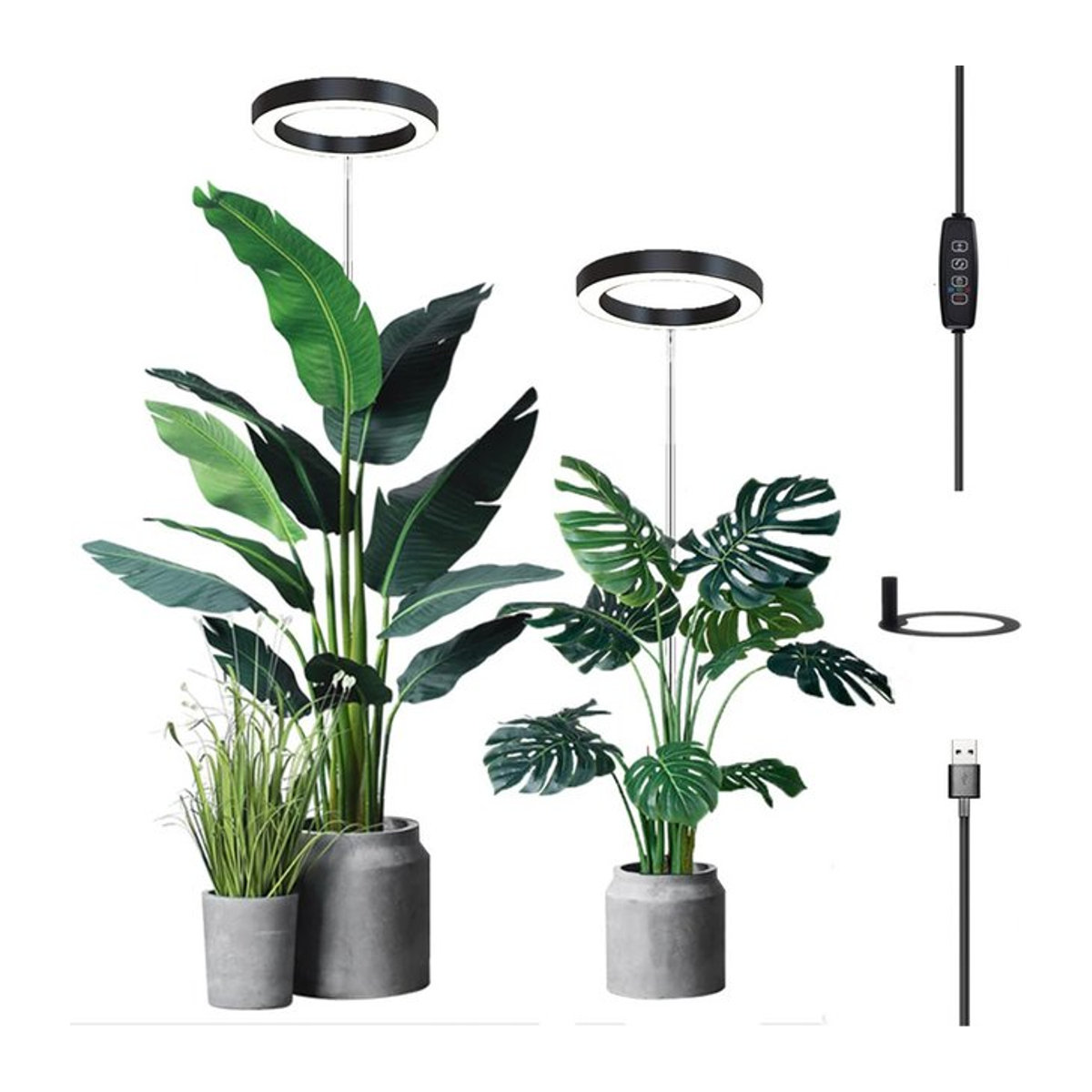 Aesyzo LED Pflanzenwachstumslicht mit Vollspektrum, höhenverstellbare Wachstumslampe mit automatischem Timer für Zimmerpflanzen, minimalistisches Design, 5 V - Bild 1
