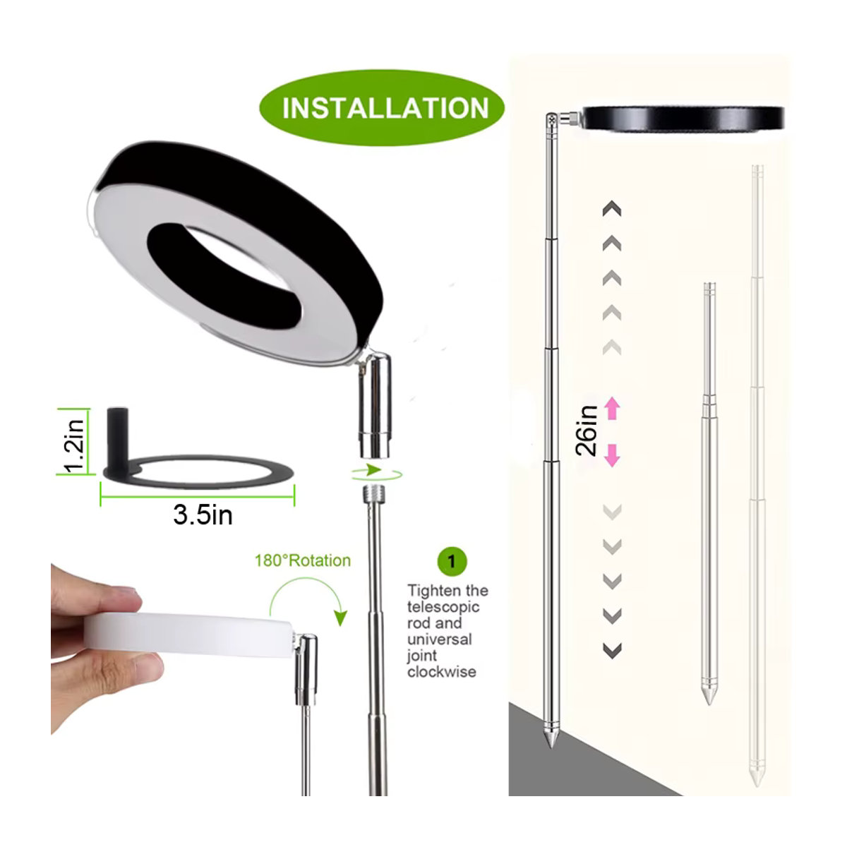 Aesyzo LED Pflanzenwachstumslicht mit Vollspektrum, höhenverstellbare Wachstumslampe mit automatischem Timer für Zimmerpflanzen, minimalistisches Design, 5 V - Bild 3
