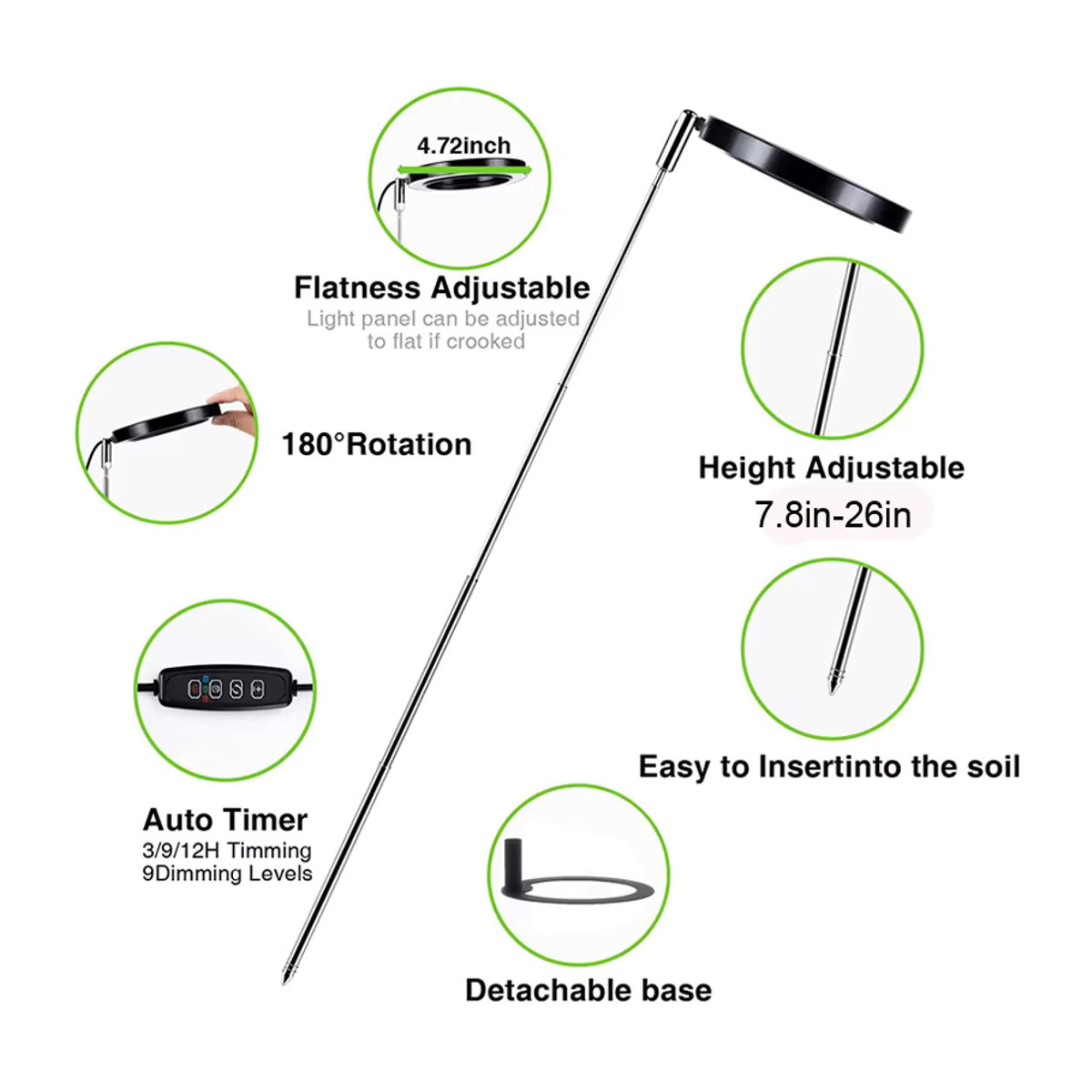 Aesyzo LED Pflanzenwachstumslicht mit Vollspektrum, höhenverstellbare Wachstumslampe mit automatischem Timer für Zimmerpflanzen, minimalistisches Design, 5 V - Bild 4