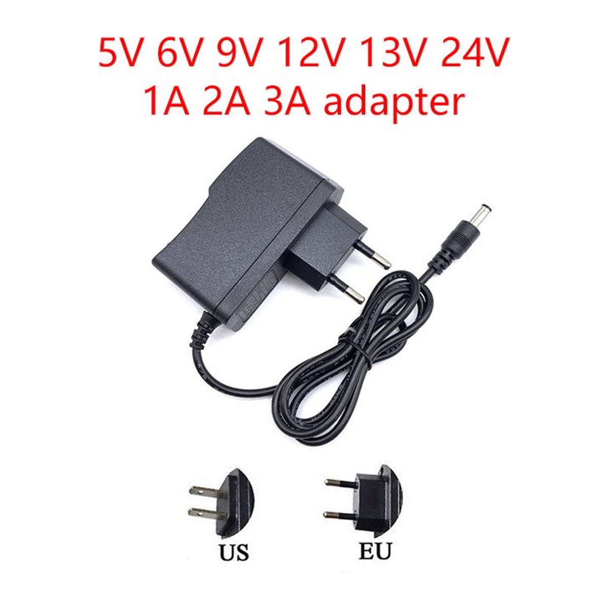 AEVYVKV Universal Netzteil Adapter Schwarz für LED-Leuchten und Reifen, AC 110-240V auf DC 5V 6V 9V 12V 13V 24V - Bild 1