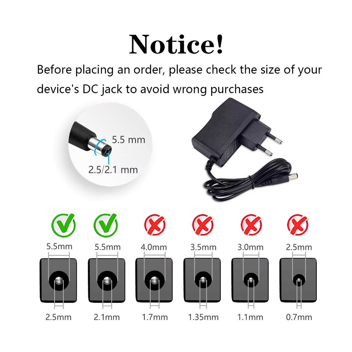 AEVYVKV Universal Netzteil Adapter Schwarz für LED-Leuchten und Reifen, AC 110-240V auf DC 5V 6V 9V 12V 13V 24V - Bild 2