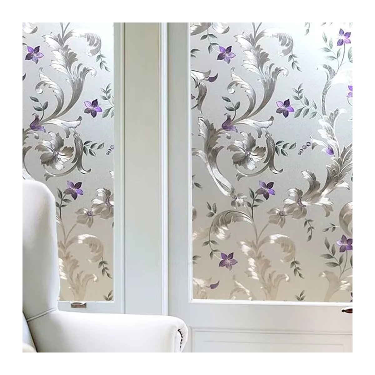 AFDB Blumen-Fensterfolie Sichtschutz aus Vinyl mit floralem 3D-Design, mehrfarbig, B/H: 30 x 30 cm - Bild 3