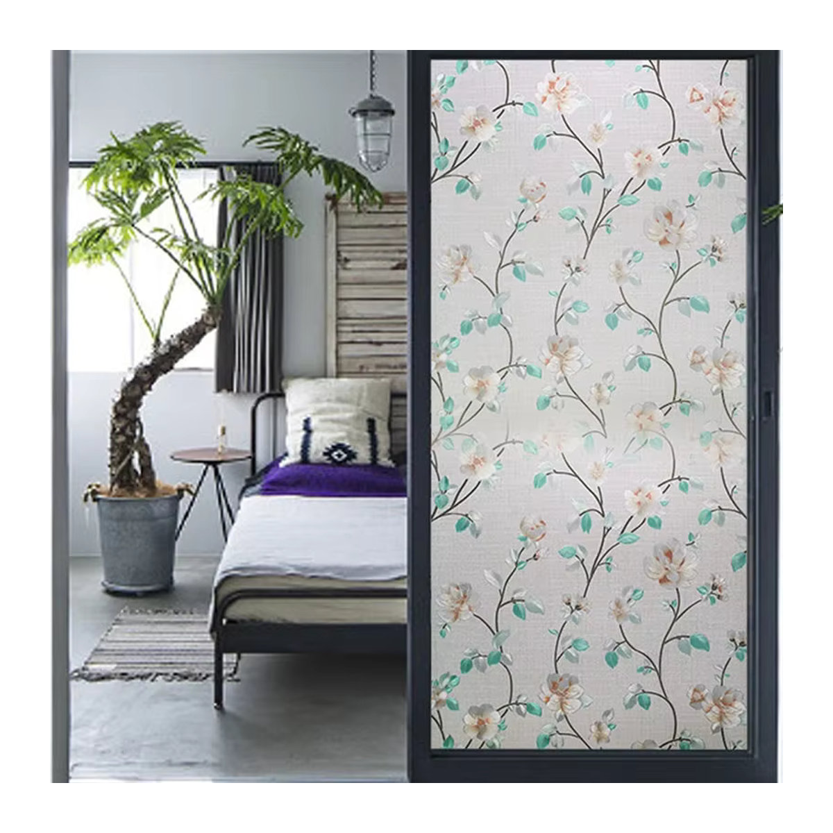 AFDB Blumen-Fensterfolie Sichtschutz aus Vinyl mit floralem 3D-Design, mehrfarbig, B/H: 30 x 30 cm - Bild 4