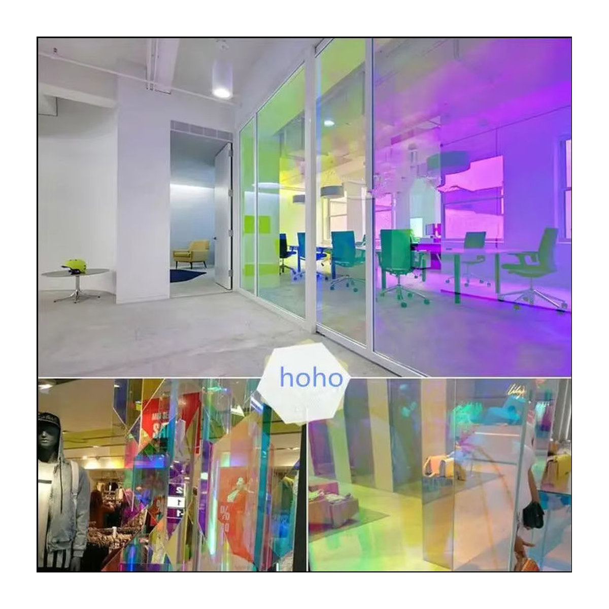 AFDB Holografische Fensterfolie aus Kunststoff, transparent und mehrfarbig, Regenbogen-Effekt für deine Glasdekoration - Bild 4
