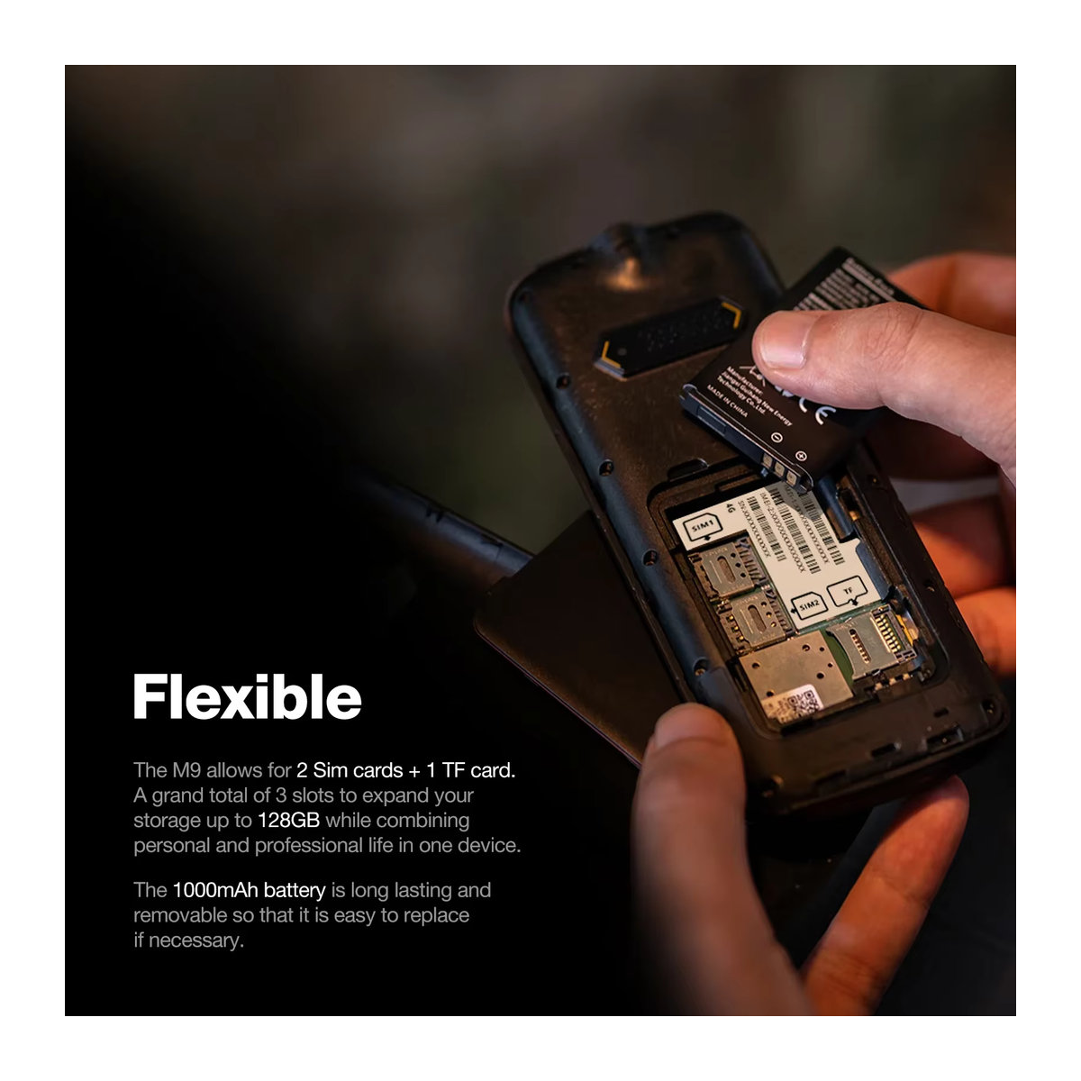 AGM M9 Robustes GSM-Handy in Schwarz mit 2,4-Zoll-Bildschirm, Dual-Sim und Großtasten für ältere Menschen - Bild 2