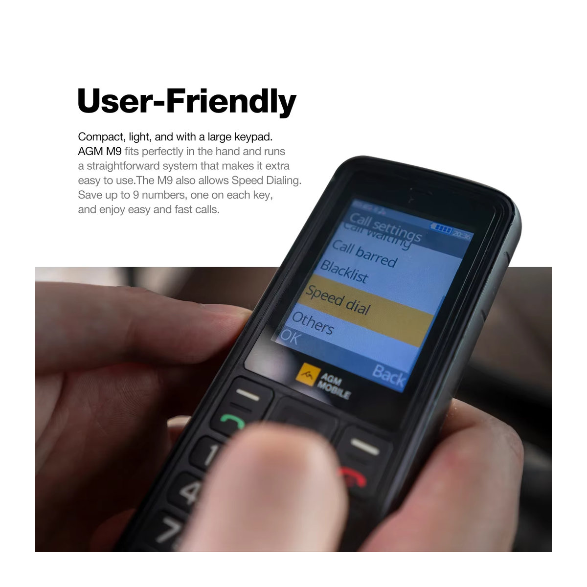 AGM M9 Robustes GSM-Handy in Schwarz mit 2,4-Zoll-Bildschirm, Dual-Sim und Großtasten für ältere Menschen - Bild 3