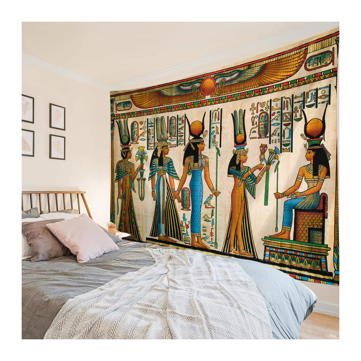 Ägyptischer Wandteppich Nefertiti Wandbehang mit Motiv aus dem Grab der Nefertiti in Theben für dein Schlafzimmer oder Wohnzimmer, Breite: 150 cm, Höhe: 100 cm - Bild 5
