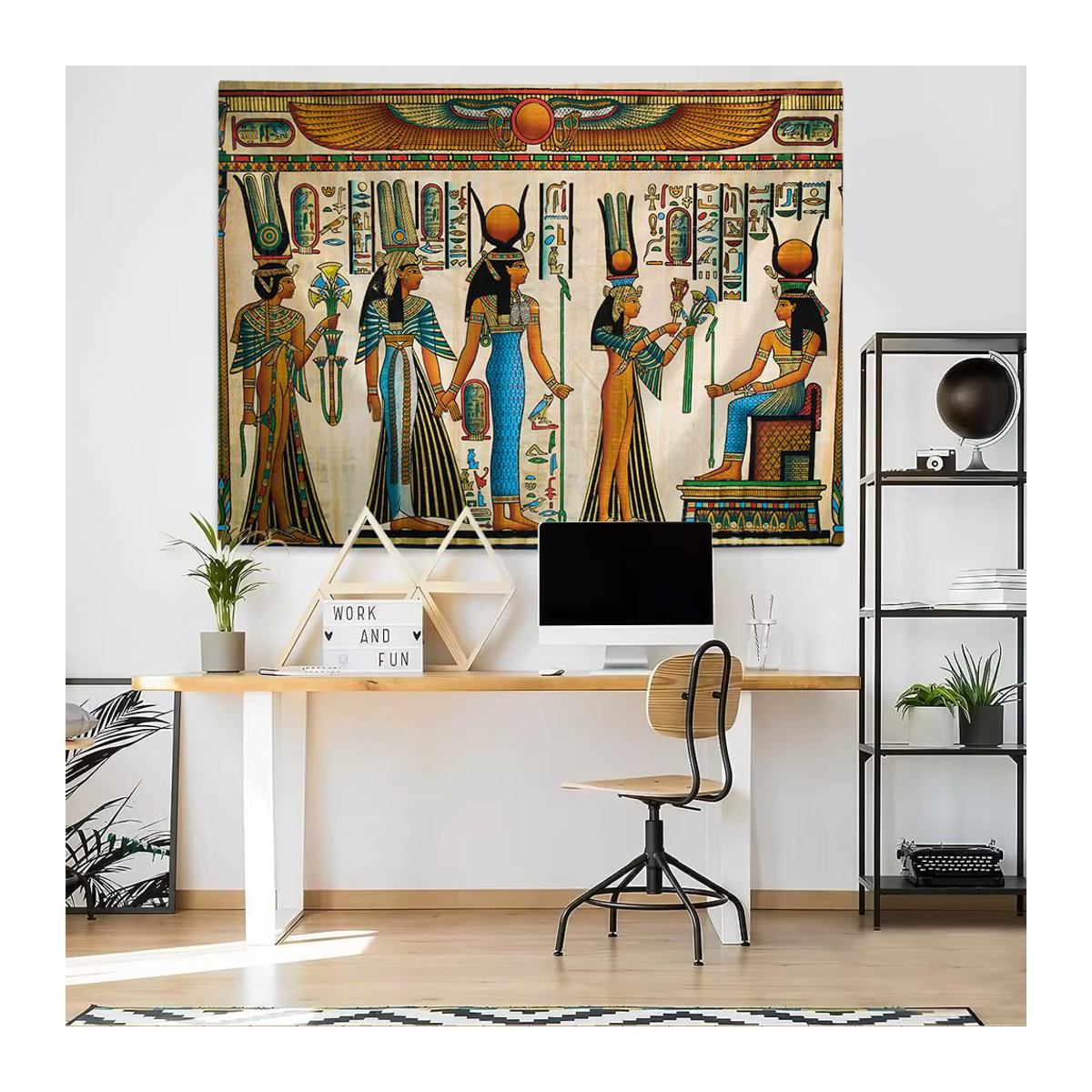 Ägyptischer Wandteppich Nefertiti Wandbehang mit Motiv aus dem Grab der Nefertiti in Theben für dein Schlafzimmer oder Wohnzimmer, Breite: 150 cm, Höhe: 100 cm - Bild 6