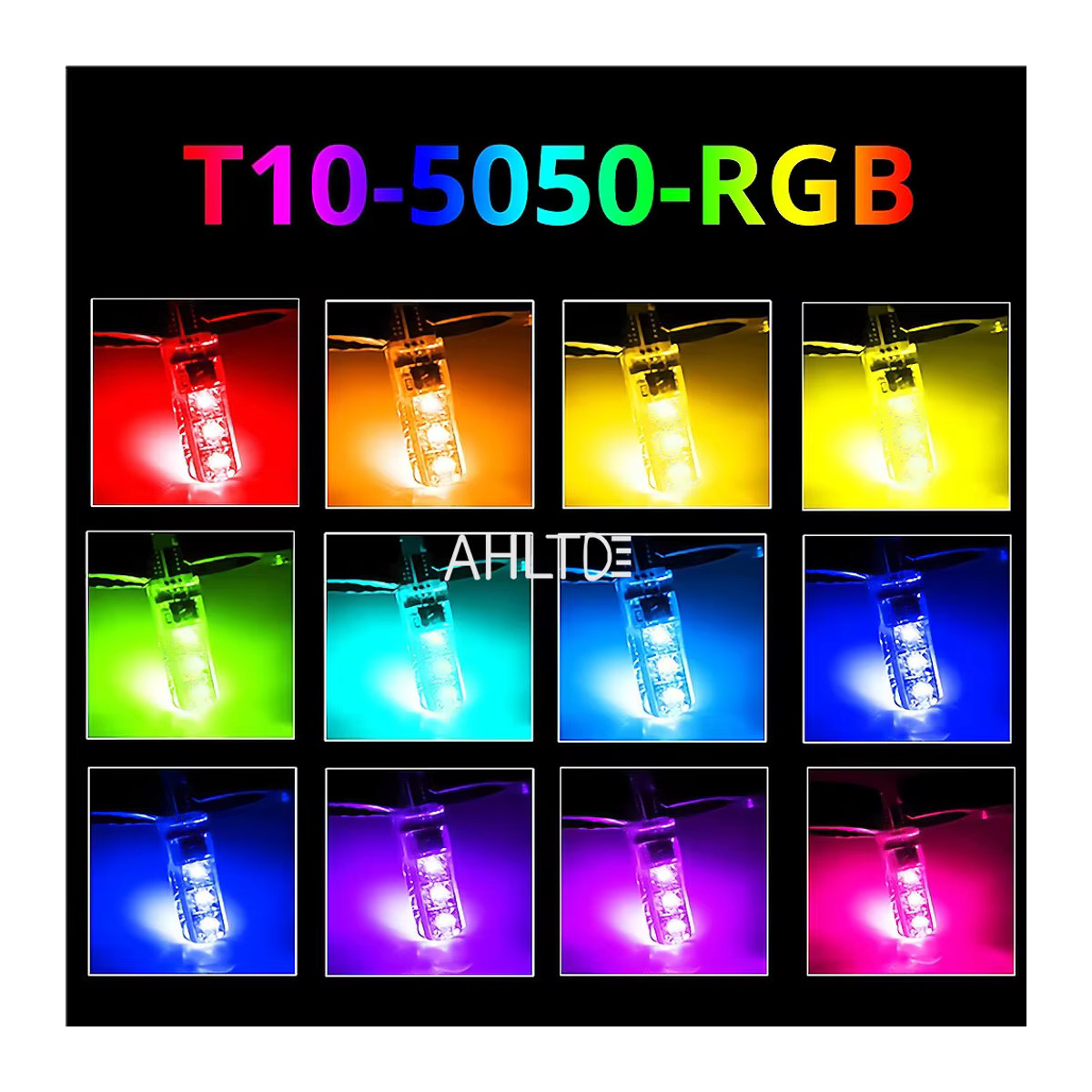 AHLTD RGB LED Auto Atmosphäre Birne T10 W5W 5050 6SMD Wasserdicht mit Fernbedienung für 12 V - Bild 4