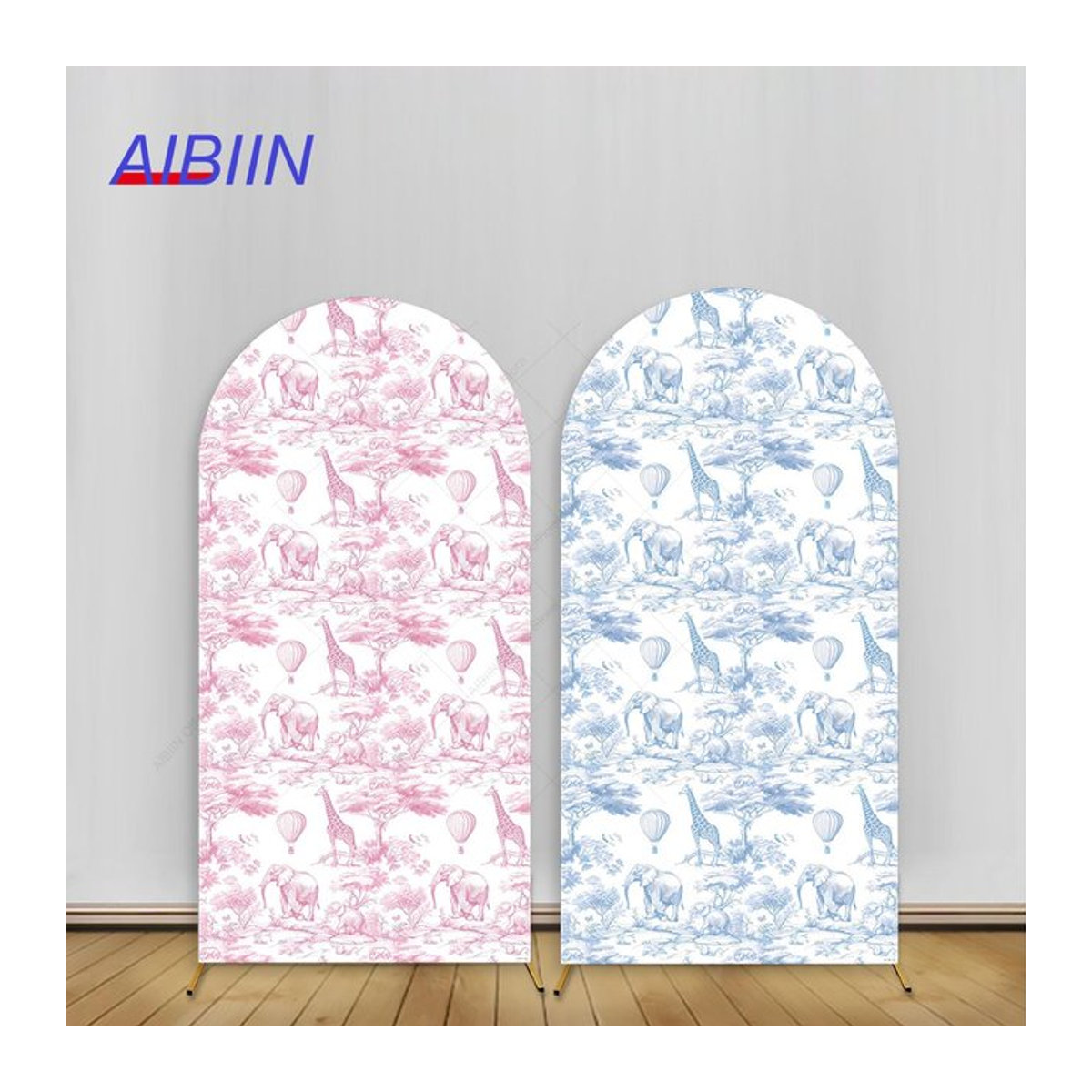 AIBIIN Party-Dekoration Hochzeitsbogen mit Tier-Motiven für Babyparty oder Geburtstag, Farben: Rosa, Blau oder Mehrfarbig, B/H: 120 x 50 cm - Bild 1