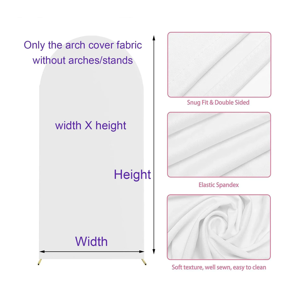 AIBIIN Stoff-Bogenabdeckung für Hochzeiten und Geburtstage, Rose Red, Spandex, Breite: 120 cm, Höhe: 50 cm - Bild 3
