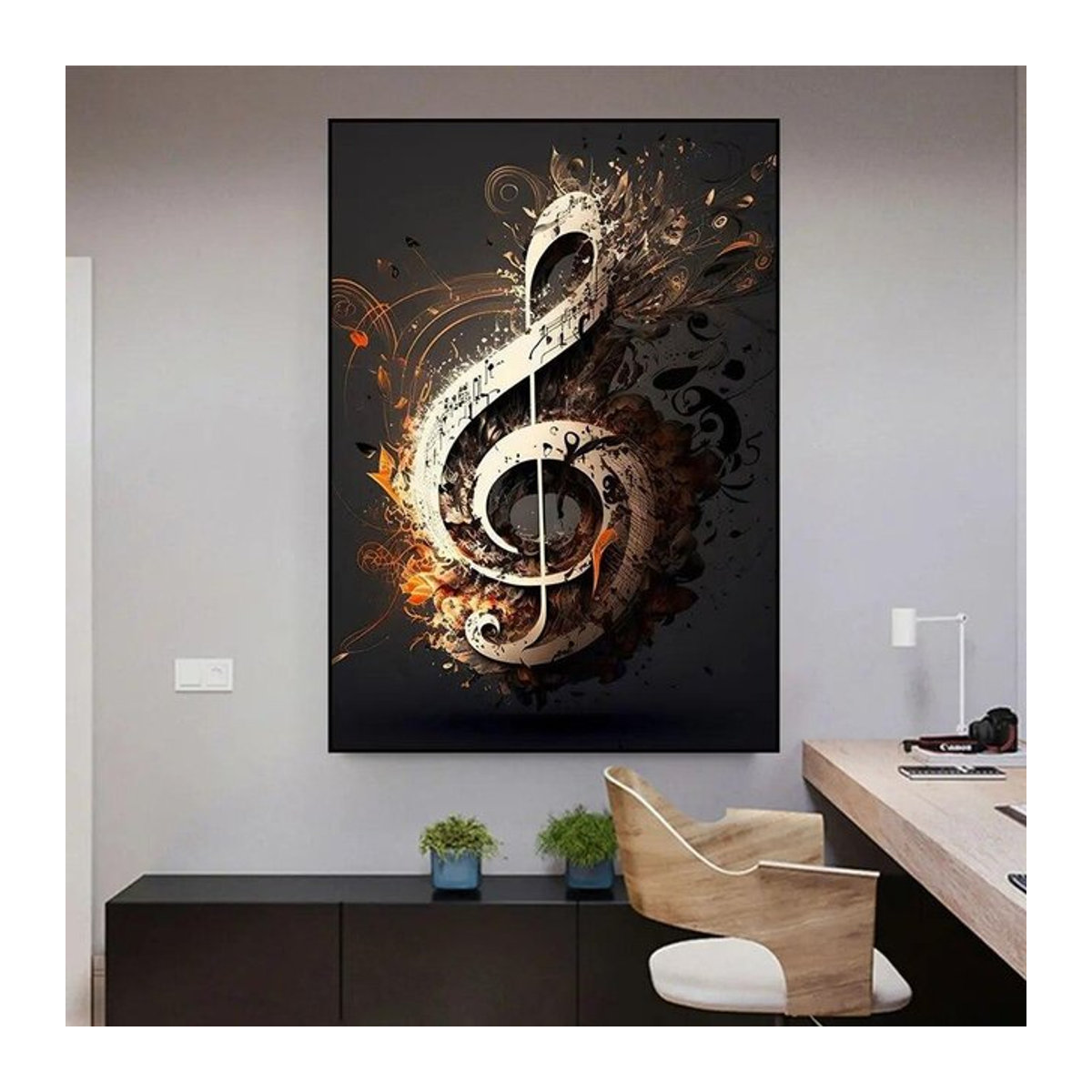 Aidegou1 Leinwandgemälde Abstraktes Neon-Musik-Symbol Poster, Mehrfarbig, Wandkunst für dein Zuhause, Breite: 70 cm, Höhe: 100 cm - Bild 1