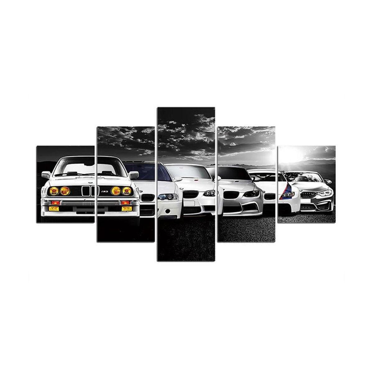 Aidegou17 Leinwand-Set Auto-Evolution moderne Wandkunst in Weiß, 5er Set Wandbilder Querformat, B/H: 40 x 60 cm (2 Stück), B/H: 40 x 80 cm (2 Stück), B/H: 40 x 100 cm (1 Stück) - Bild 3
