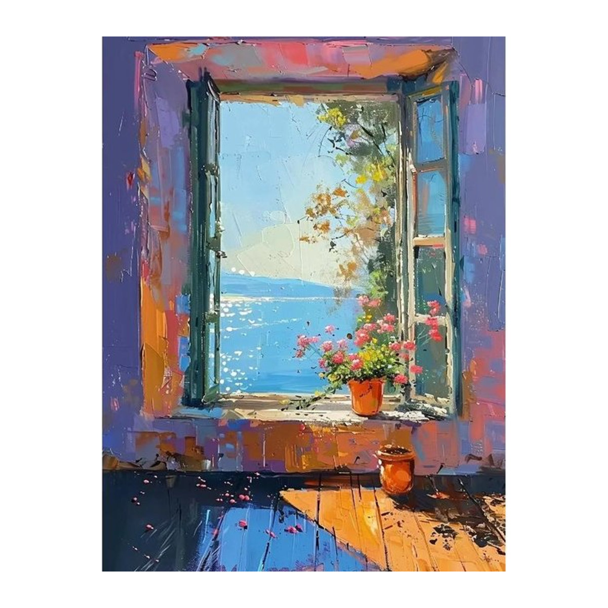 Aidegou30 Abstraktes Leinwandgemälde Stadtlandschaft in Graffiti-Optik, mehrfarbig, modern, Hochformat, Rahmenlos, Breite: 40 cm, Höhe: 50 cm - Bild 1