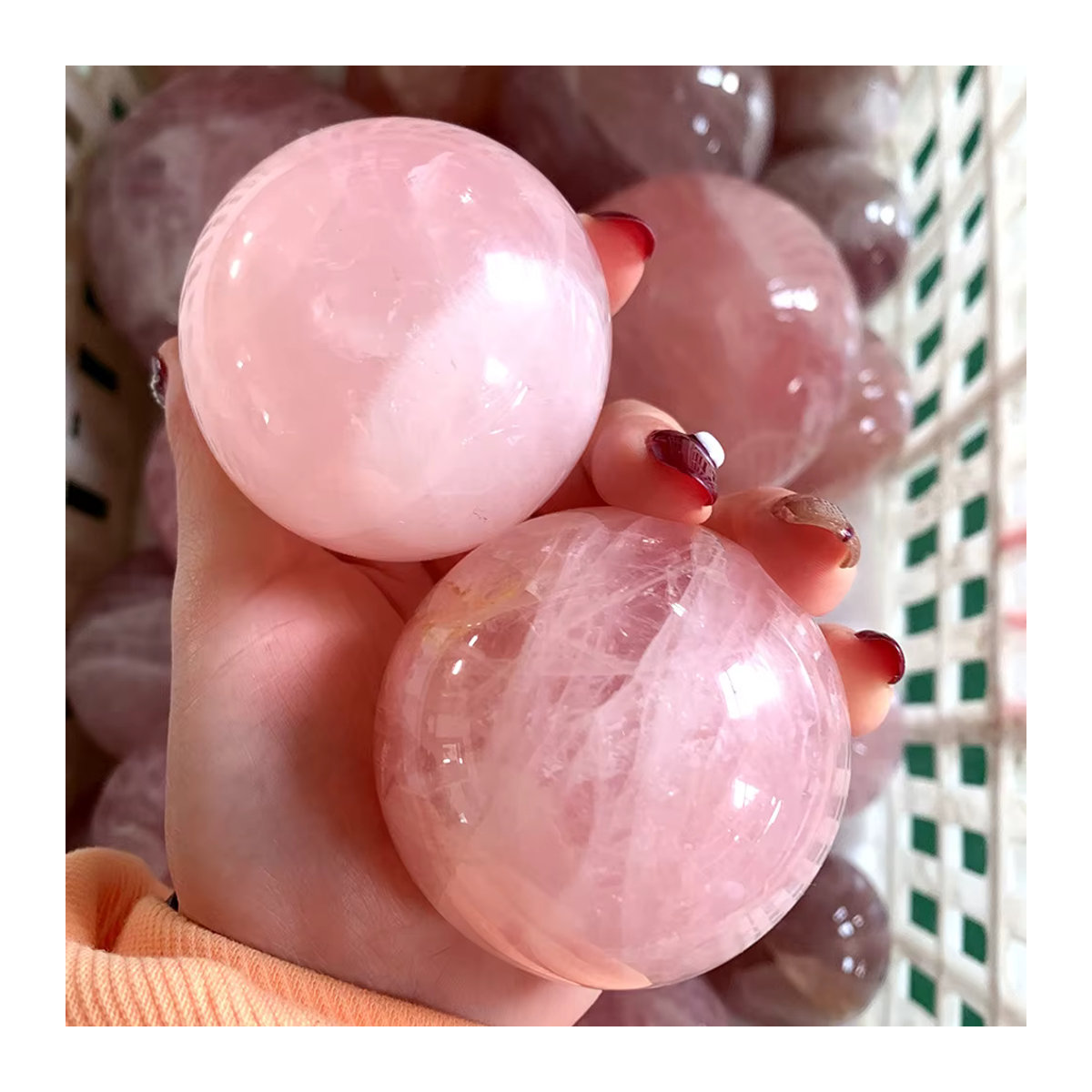 AierCrystal Rosa Kristallkugel aus Naturstein für Reiki-Heilung und Dekoration, Durchmesser: 4,5 cm - Bild 2
