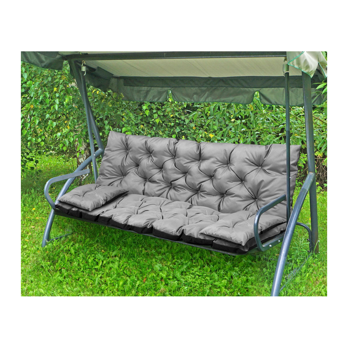 AIOFACTORY OGROD Gartenkissen Set für Bank oder Schaukel mit kleinen Kissen, wasserdicht, Polyester, Farbe: Armee Grün, B/T/H: 180 x 60 x 50 cm - Bild 5