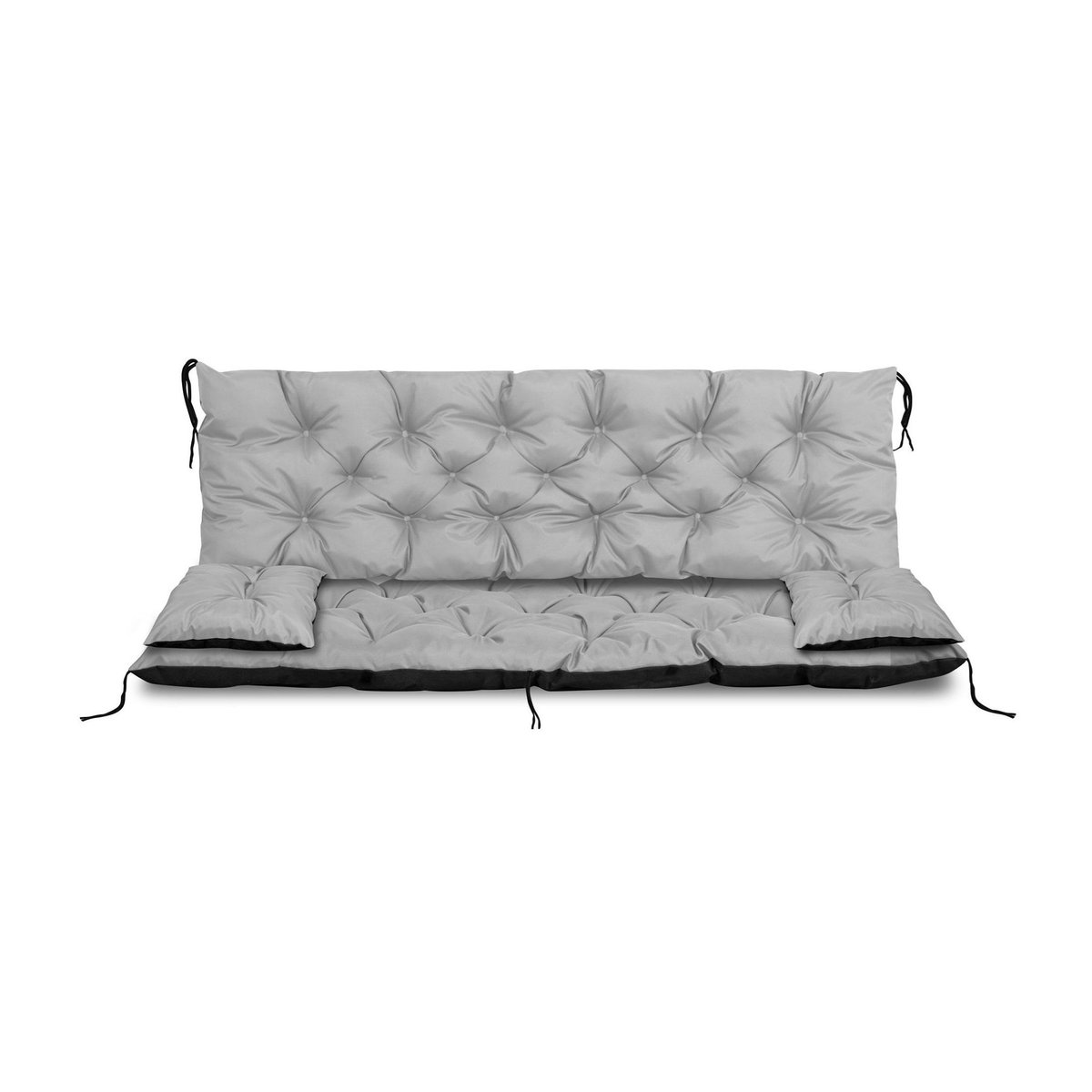 AIOFACTORY OGROD Gartenkissen Set für Bank oder Schaukel, wasserdicht aus Polyester mit Bindebändern und kleinen Kissen, Schwarz, B/T/H: 150 x 60 x 50 cm - Bild 4