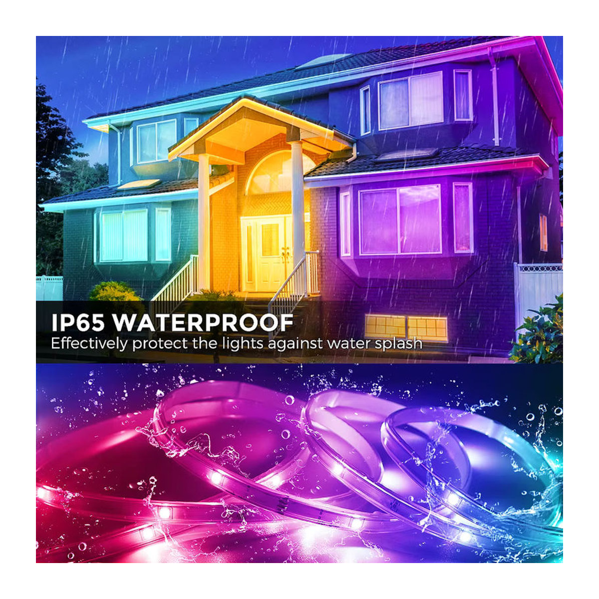 Aiopp IP68 wasserdichte intelligente LED-Röhrenstreifenlichter für den Außenbereich mit App-Steuerung, Fernbedienung und Musiksynchronisierung, flexible RGB-Seillampe in Bunt für Terrasse und Traufe - Bild 2