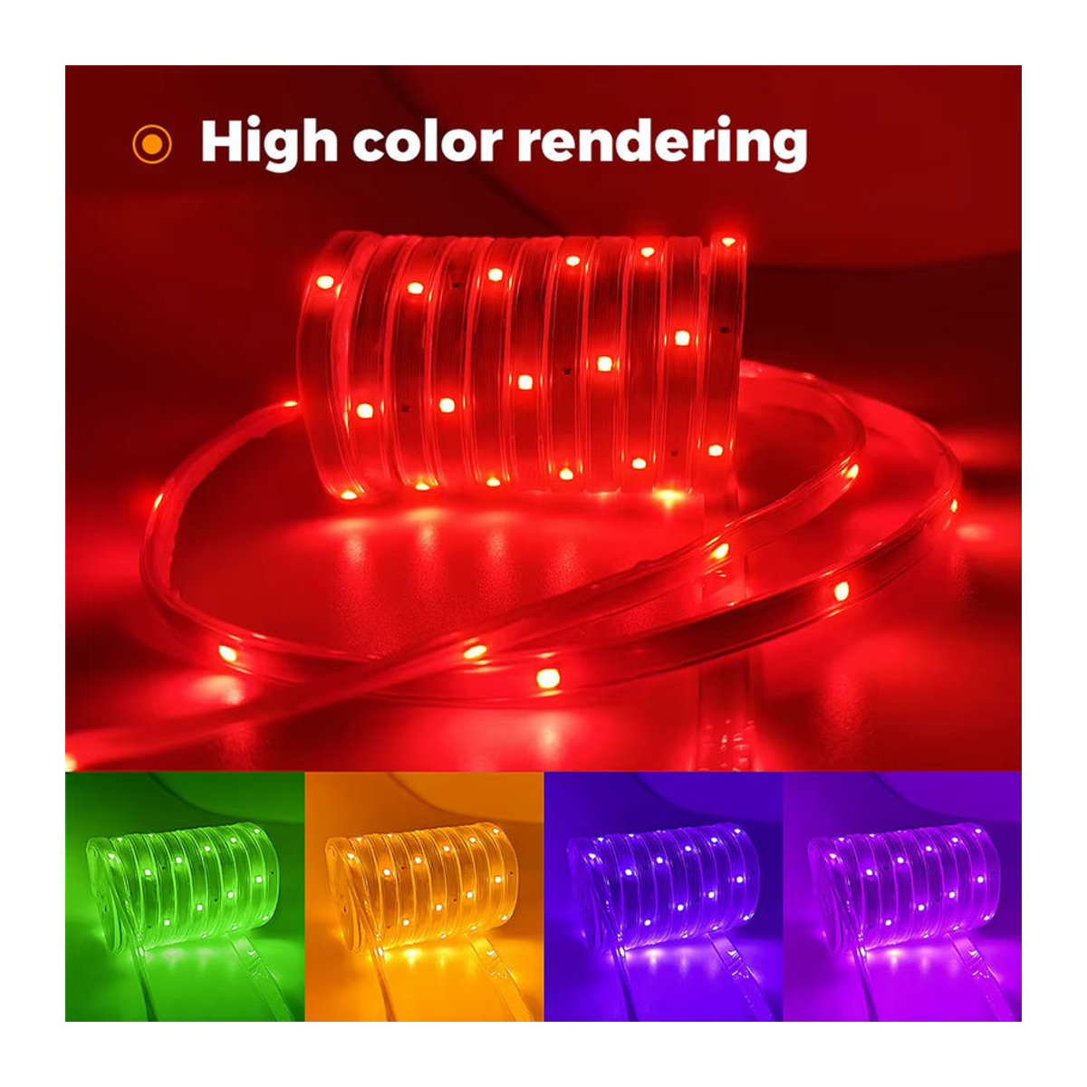 Aiopp IP68 wasserdichte intelligente LED-Röhrenstreifenlichter für den Außenbereich mit App-Steuerung, Fernbedienung und Musiksynchronisierung, flexible RGB-Seillampe in Bunt für Terrasse und Traufe - Bild 3