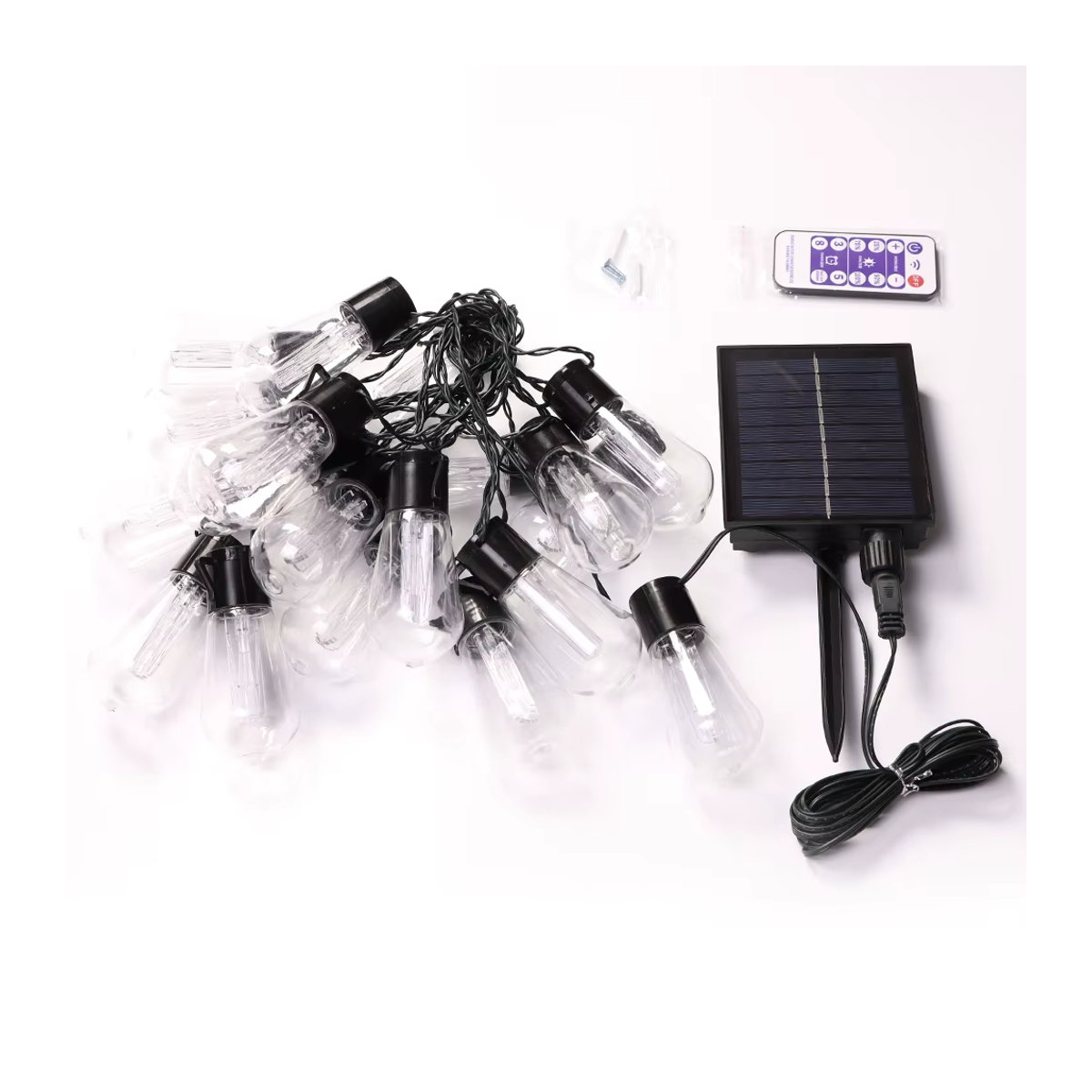 Aiopp Solar LED Lichterkette S14 Retro in Schwarz mit 20 Lampen, 8m Länge, wasserdicht für Garten und Außenbereich - Bild 4