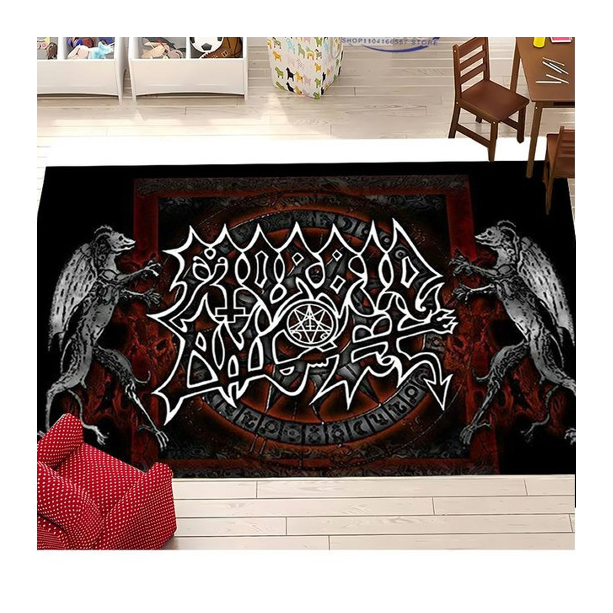 AISILK MOON Bereichsteppich Black mit Sabbath Rock-Design, B/T: 50 x 80 cm - Bild 1