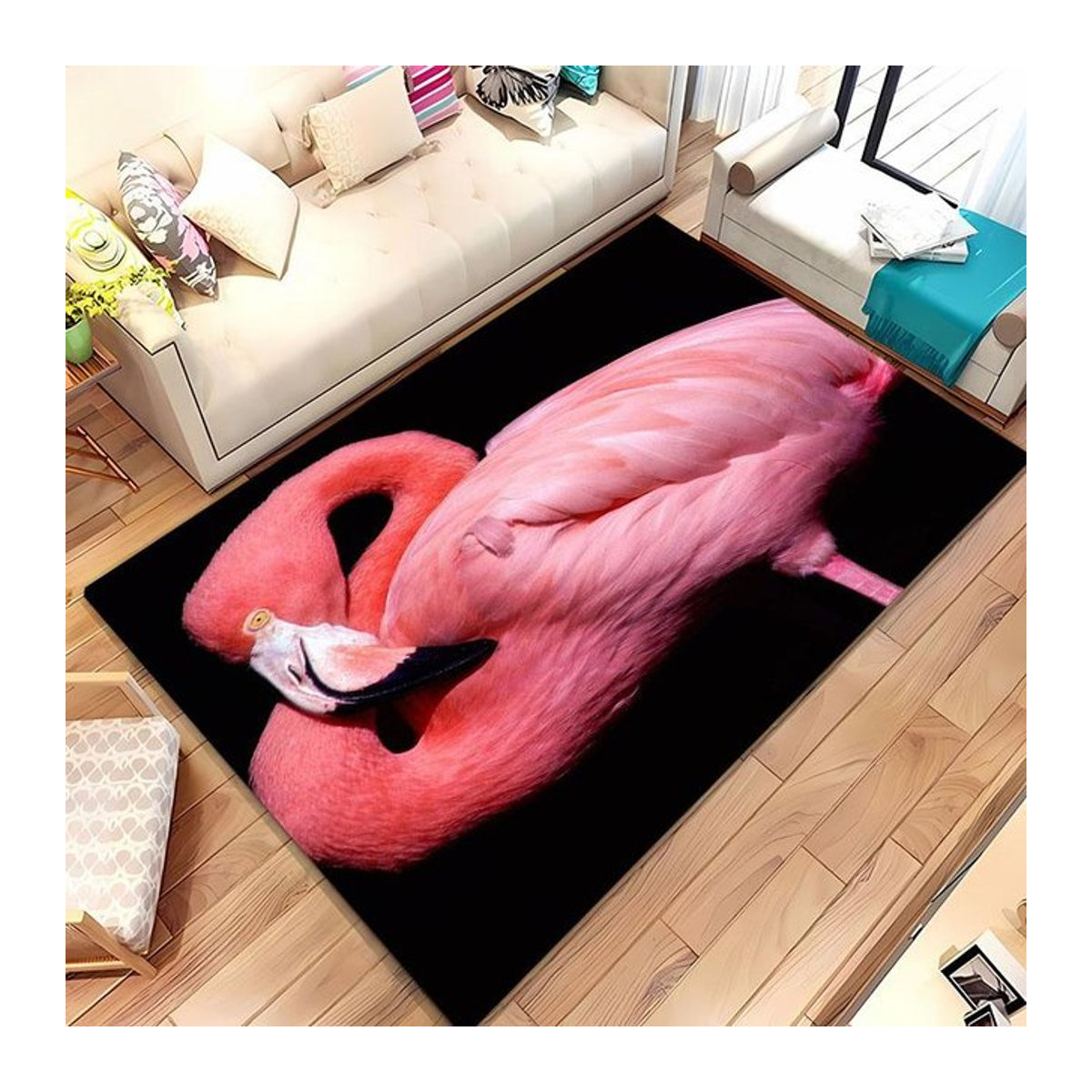 AISILK MOON Druckteppich mit Rosa Flamingo Design, rutschfest, B/T: 60 x 40 cm - Bild 1