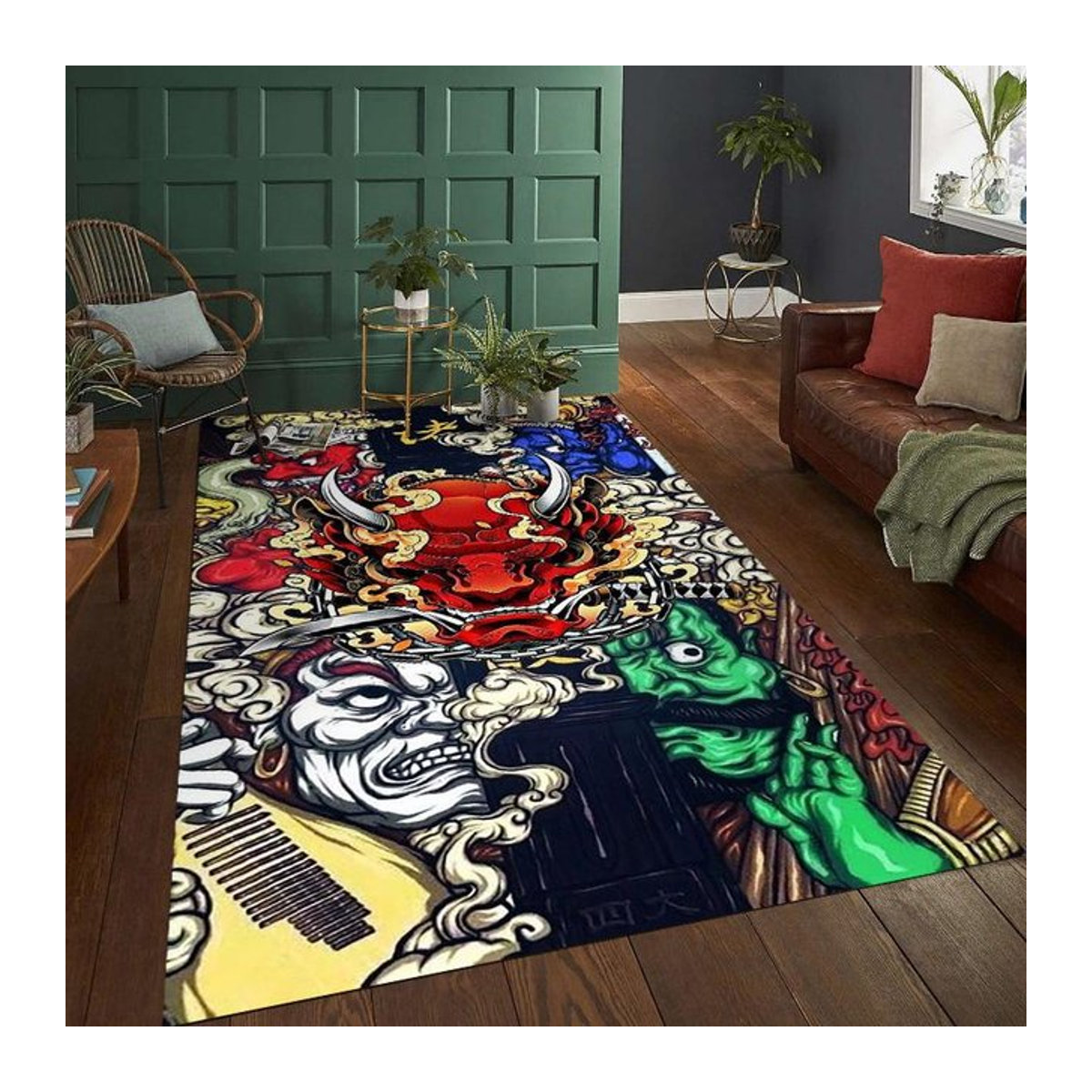 AISILK MOON Japanische Kultur Teppich Multicolor, rechteckige Samt Matte für Wohnzimmer und Schlafzimmer, B/T: 60 x 40 cm - Bild 1